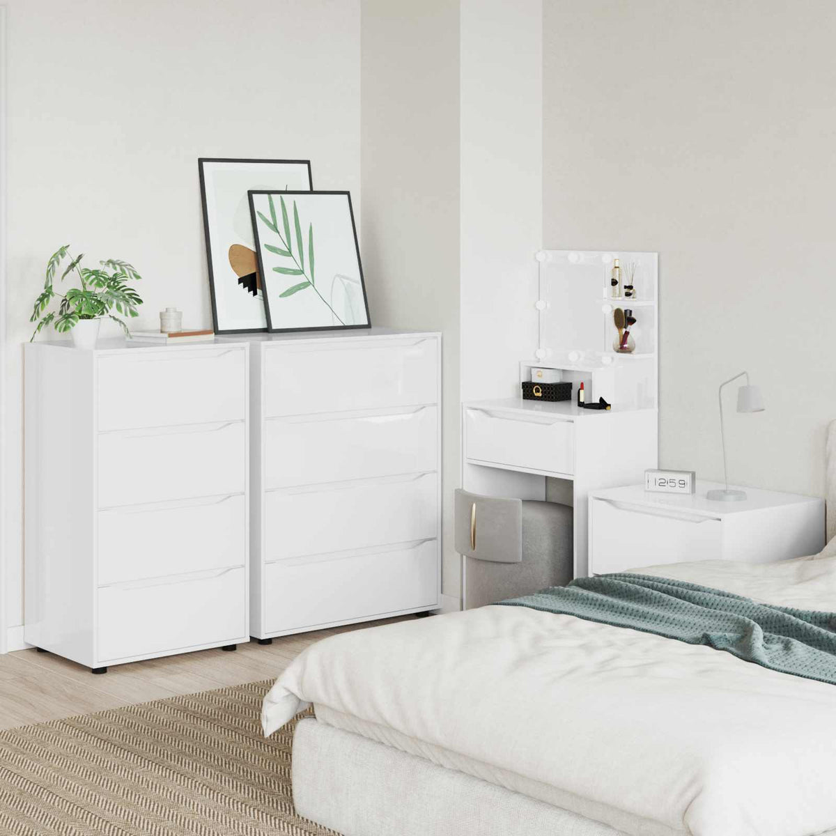 Storage Cabinets High Gloss White 60 x 48 x 105 cm