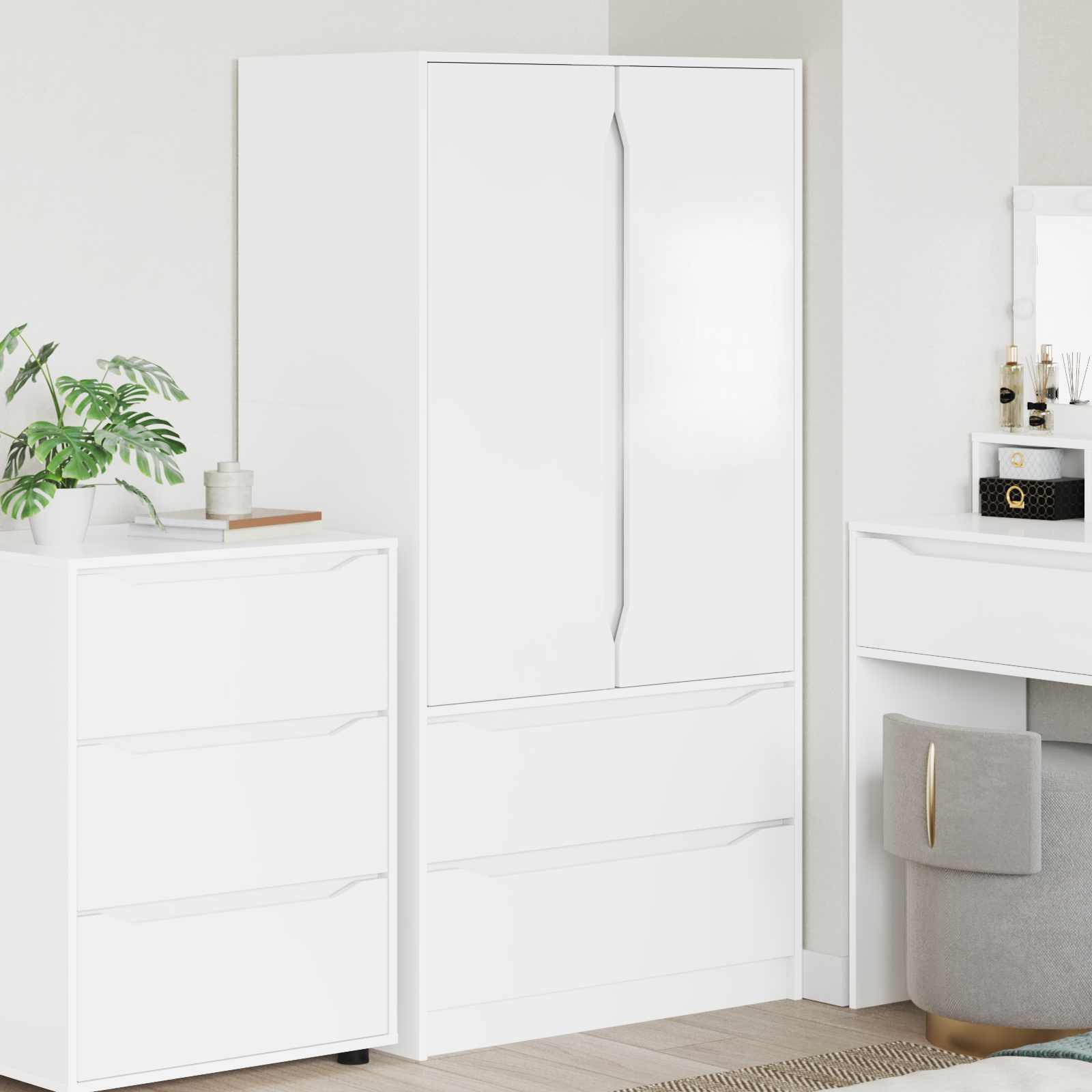 Wardrobe with Drawer White 79.5 x 49 x 156 cm Engineered Wood