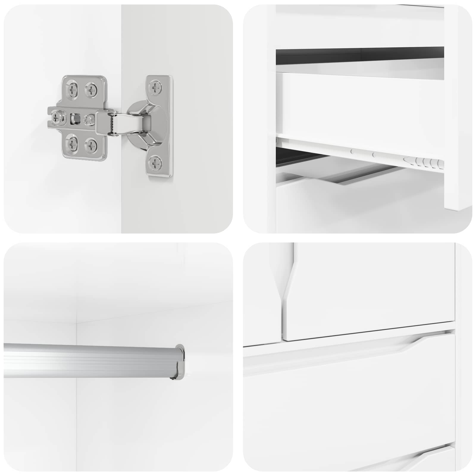 Wardrobe High Gloss White 79.5 x 49 x 156 cm Engineered Wood