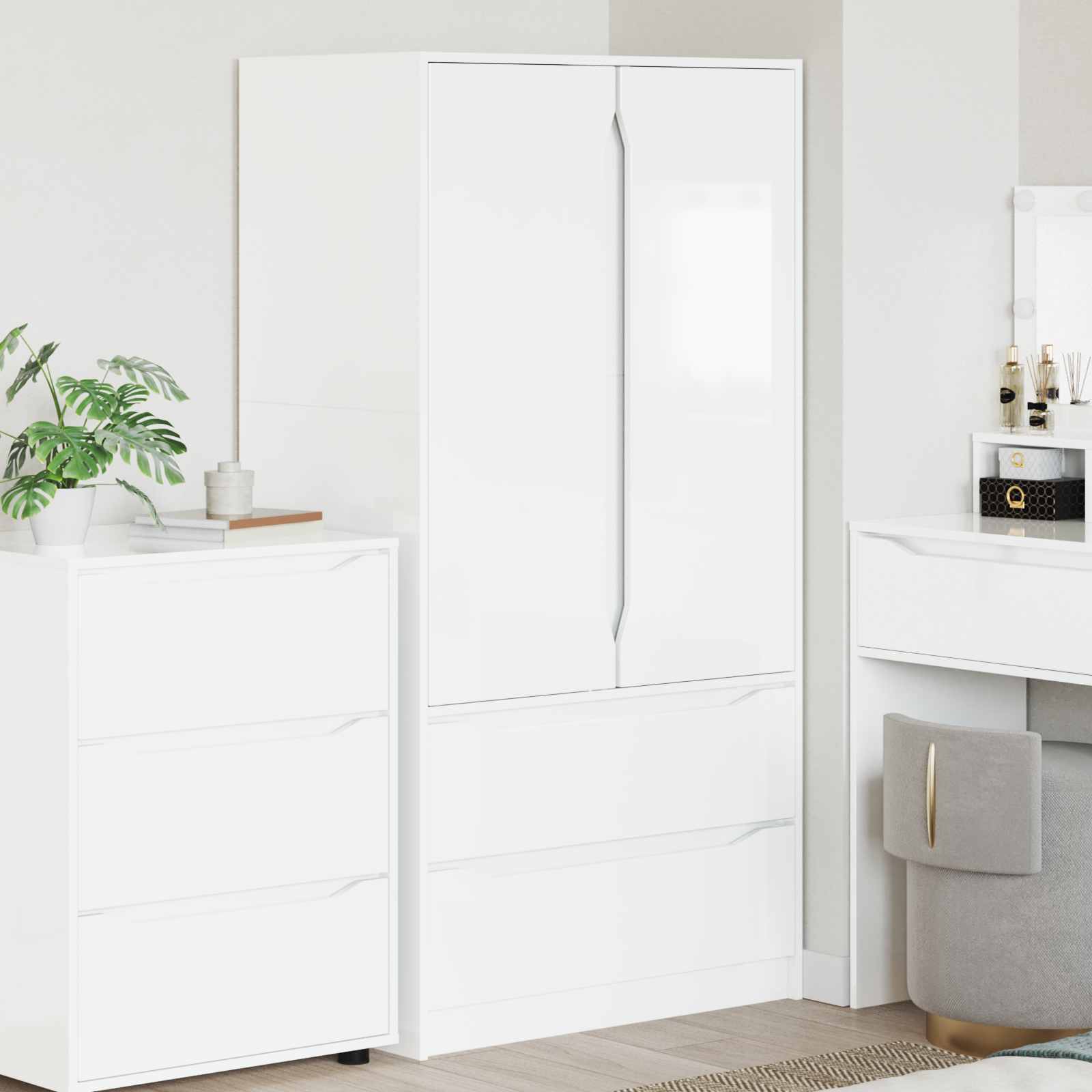 Wardrobe High Gloss White 79.5 x 49 x 156 cm Engineered Wood