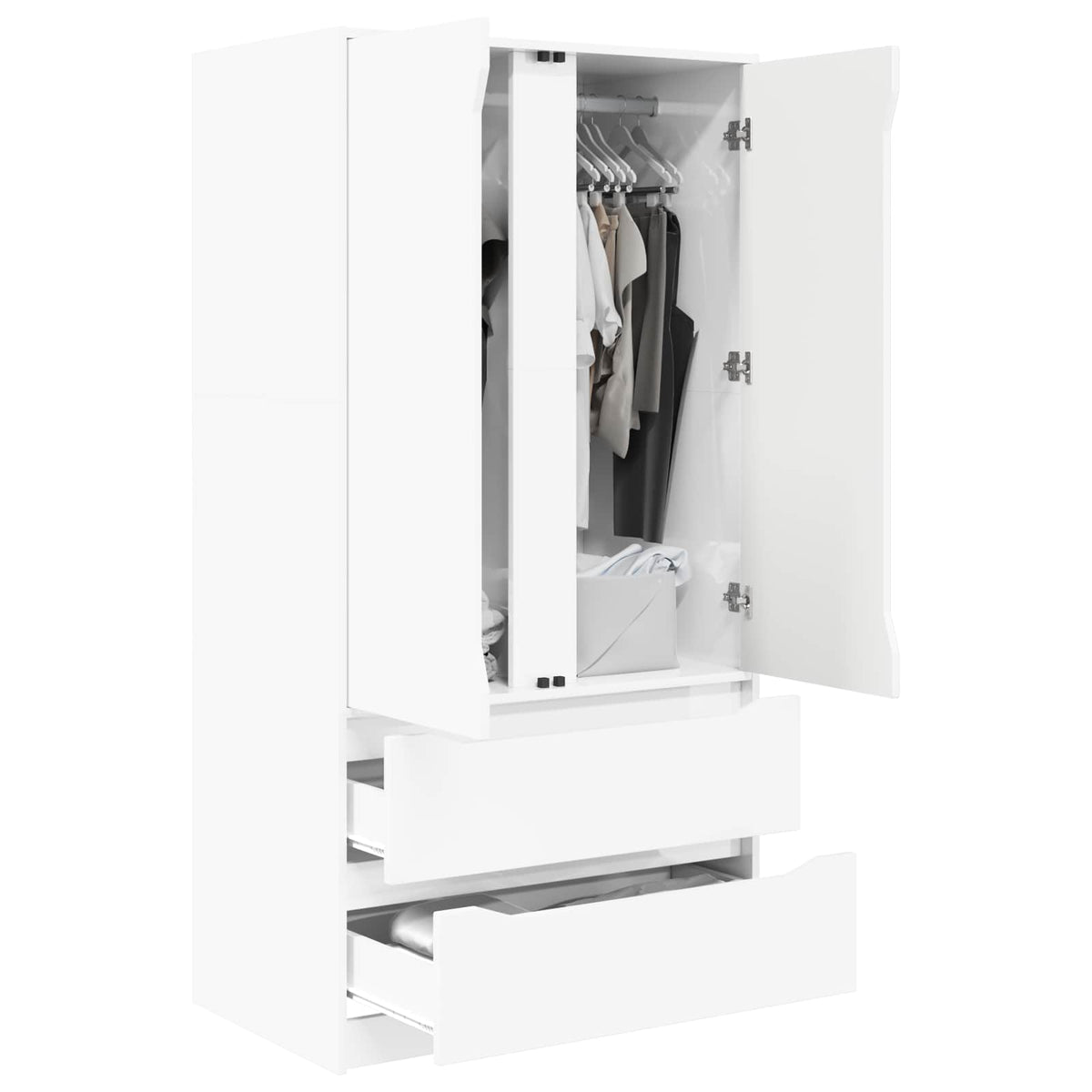 Wardrobe High Gloss White 79.5 x 49 x 156 cm Engineered Wood