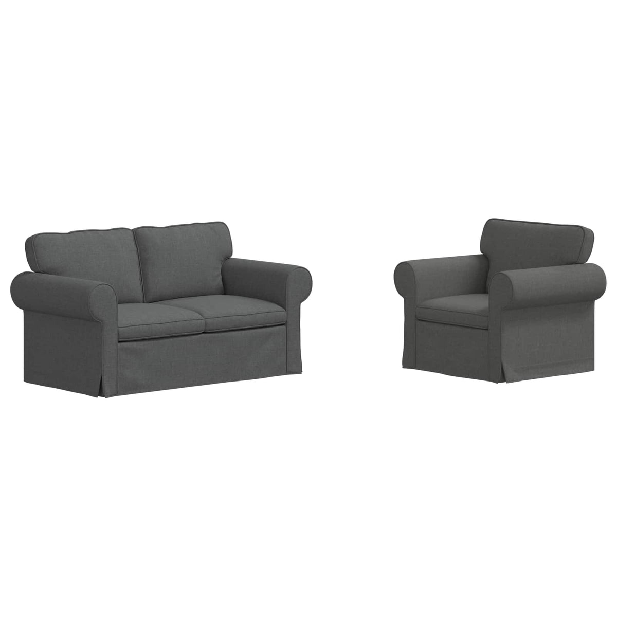 Sofa Set 2 pcs Dark Grey 155 x 82 x 80 cm Fabric