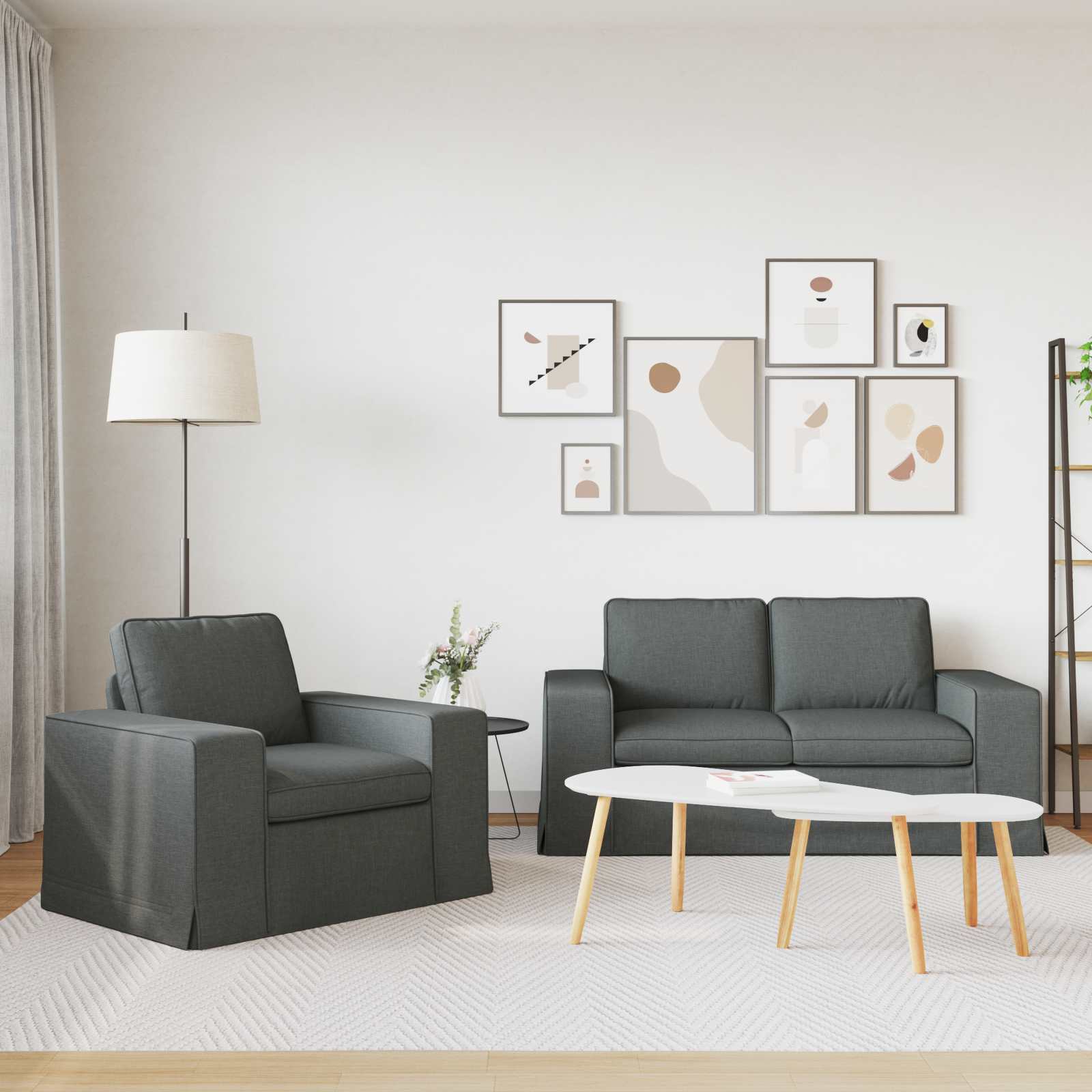Sofa Set 2 pcs Dark Grey 162 x 80 x 82 cm Fabric