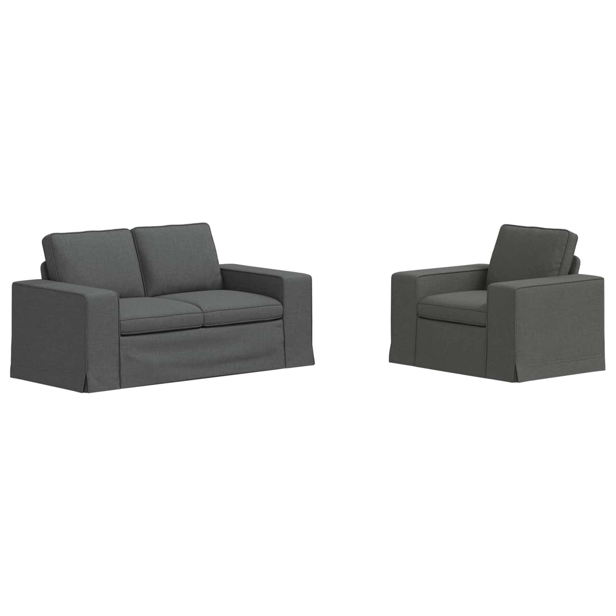 Sofa Set 2 pcs Dark Grey 162 x 80 x 82 cm Fabric