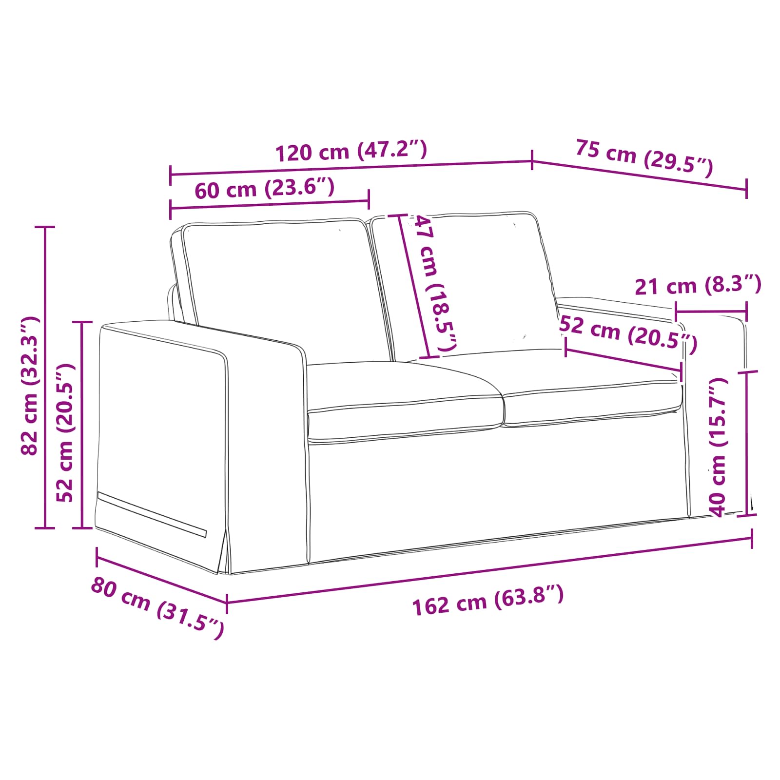Sofa Set 2 pcs Dark Grey 162 x 80 x 82 cm Fabric