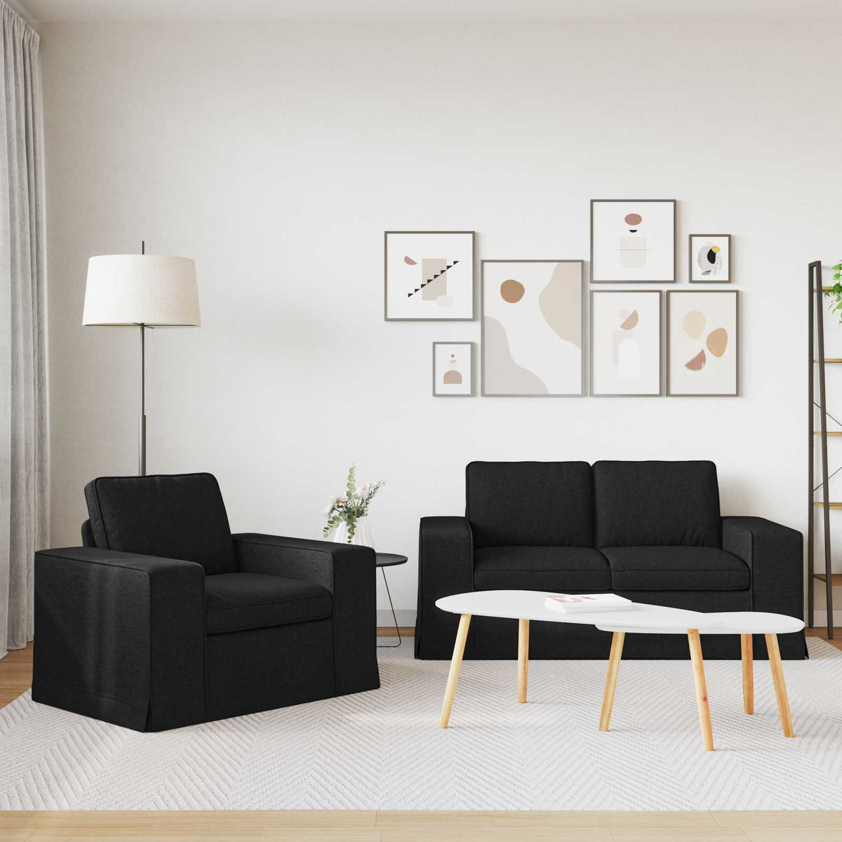 Sofa Set 2 pcs Black 162 x 80 x 82 cm Fabric