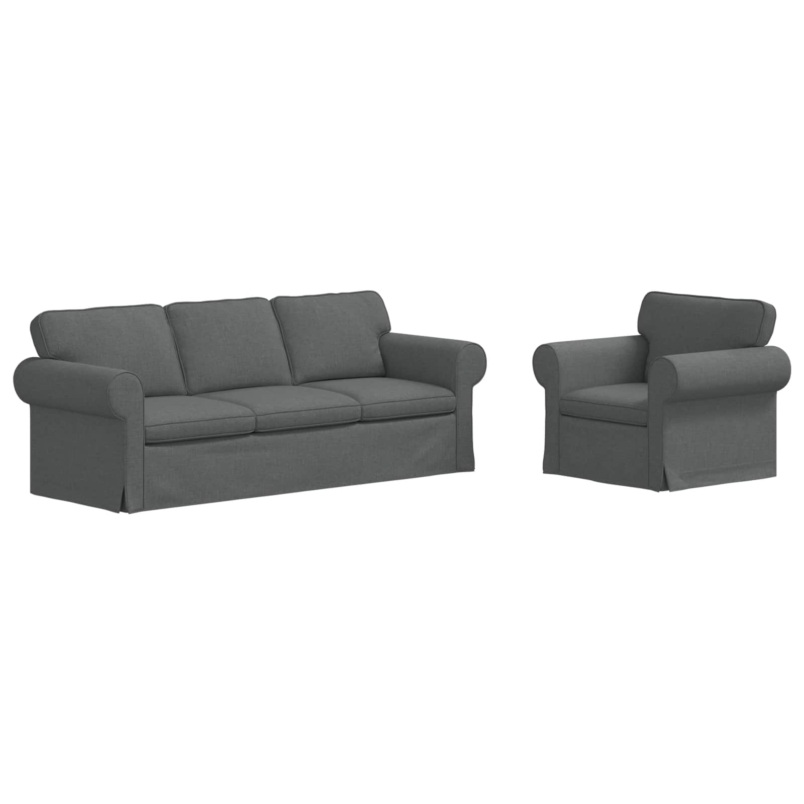 Sofa 180cm 2 pcs Dark Grey Metal