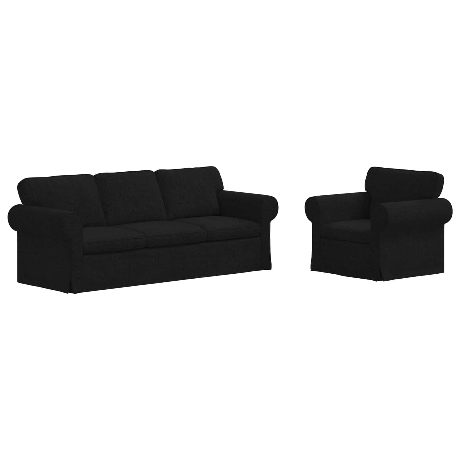 Sofa 2 pcs Black 215 x 82 x 80 cm Fabric