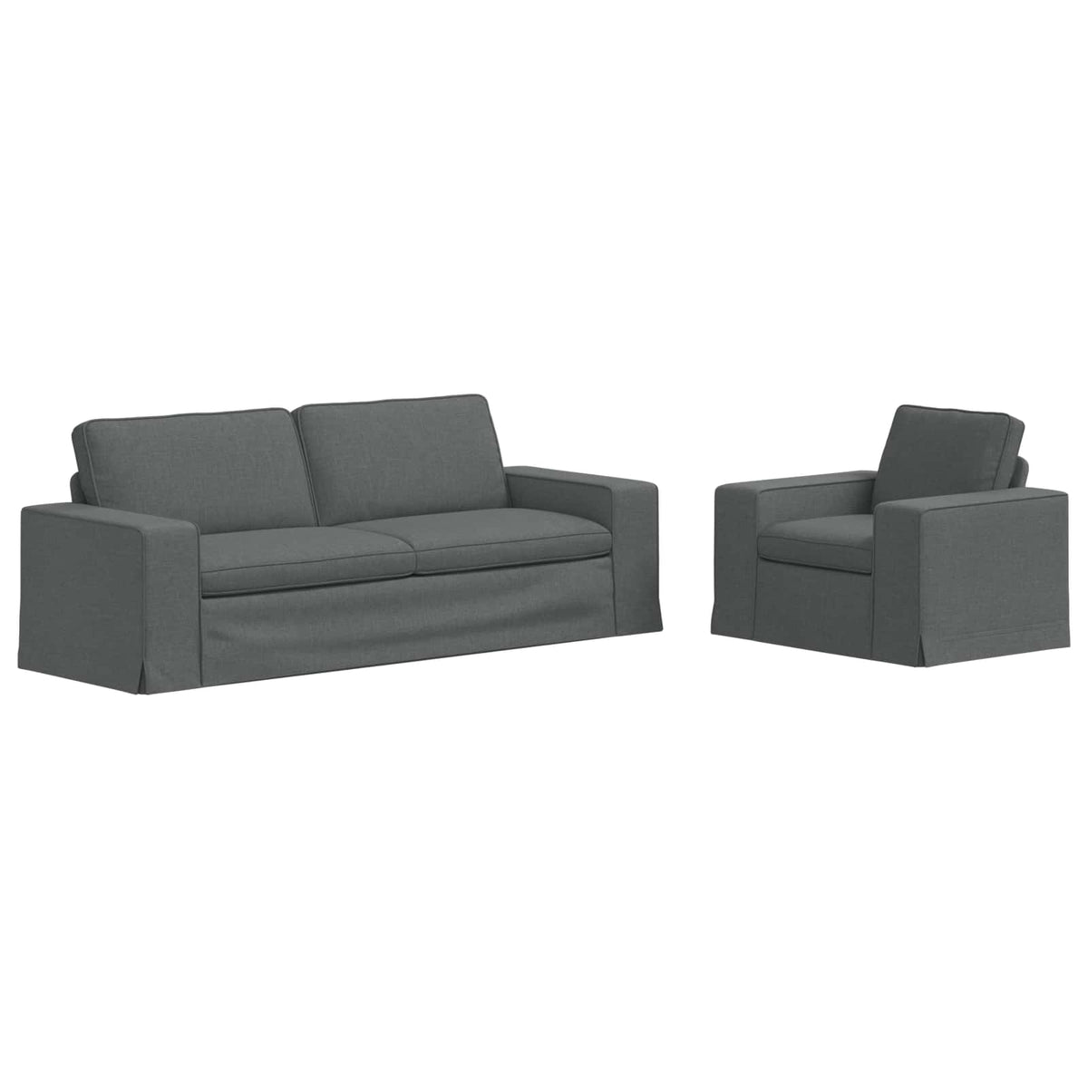 Sofa Set 2 pcs Dark Grey 222 x 80 x 82 cm Fabric