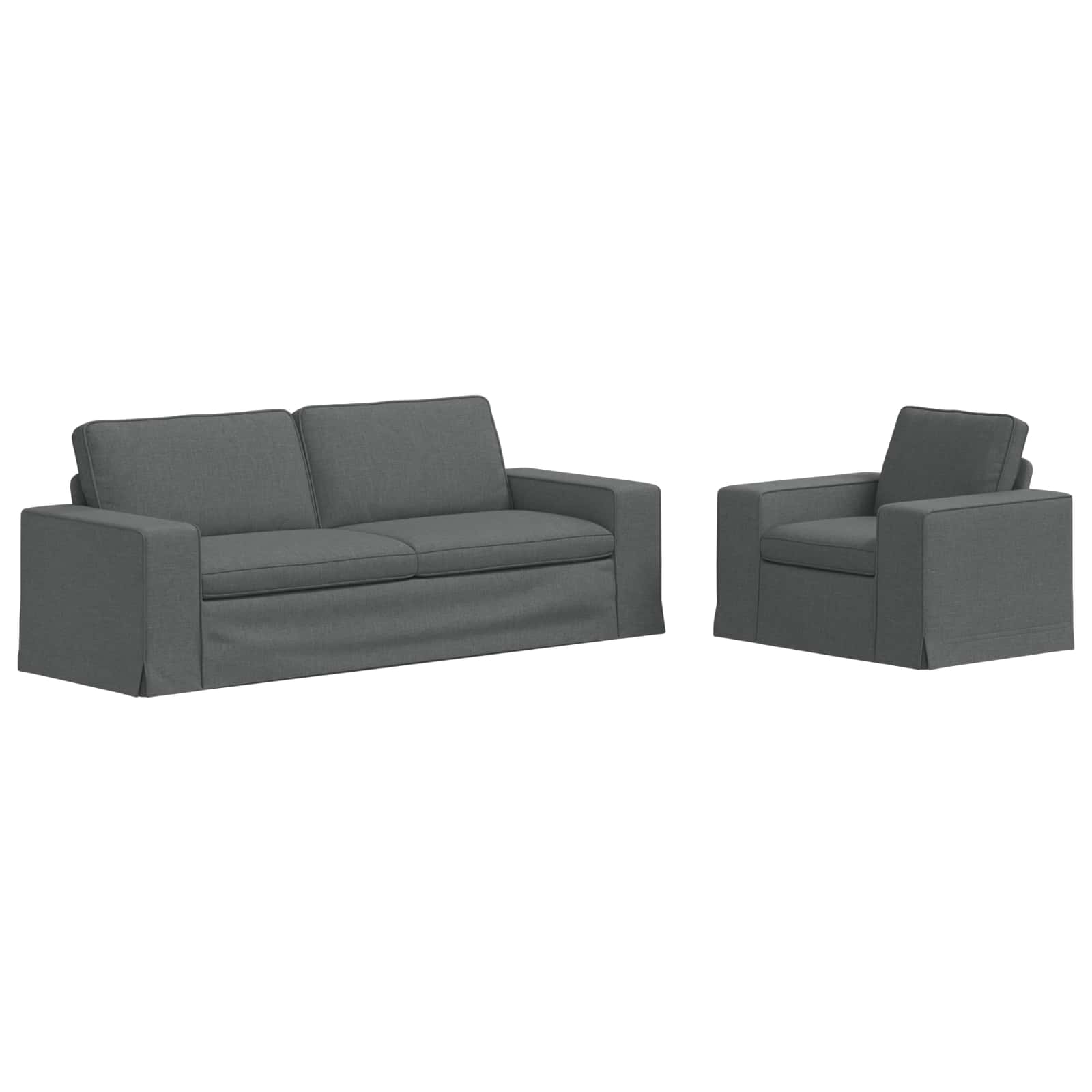 Sofa Set 2 pcs Dark Grey 222 x 80 x 82 cm Fabric