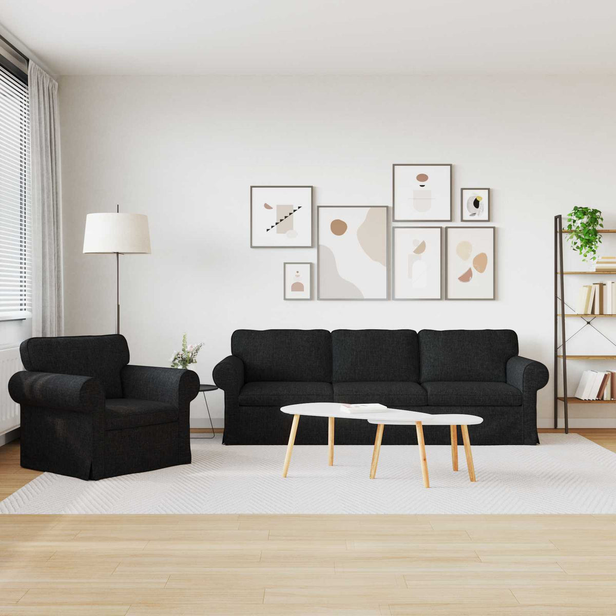 Sofa Set 2 pcs Black 245 x 82 x 80 cm Fabric