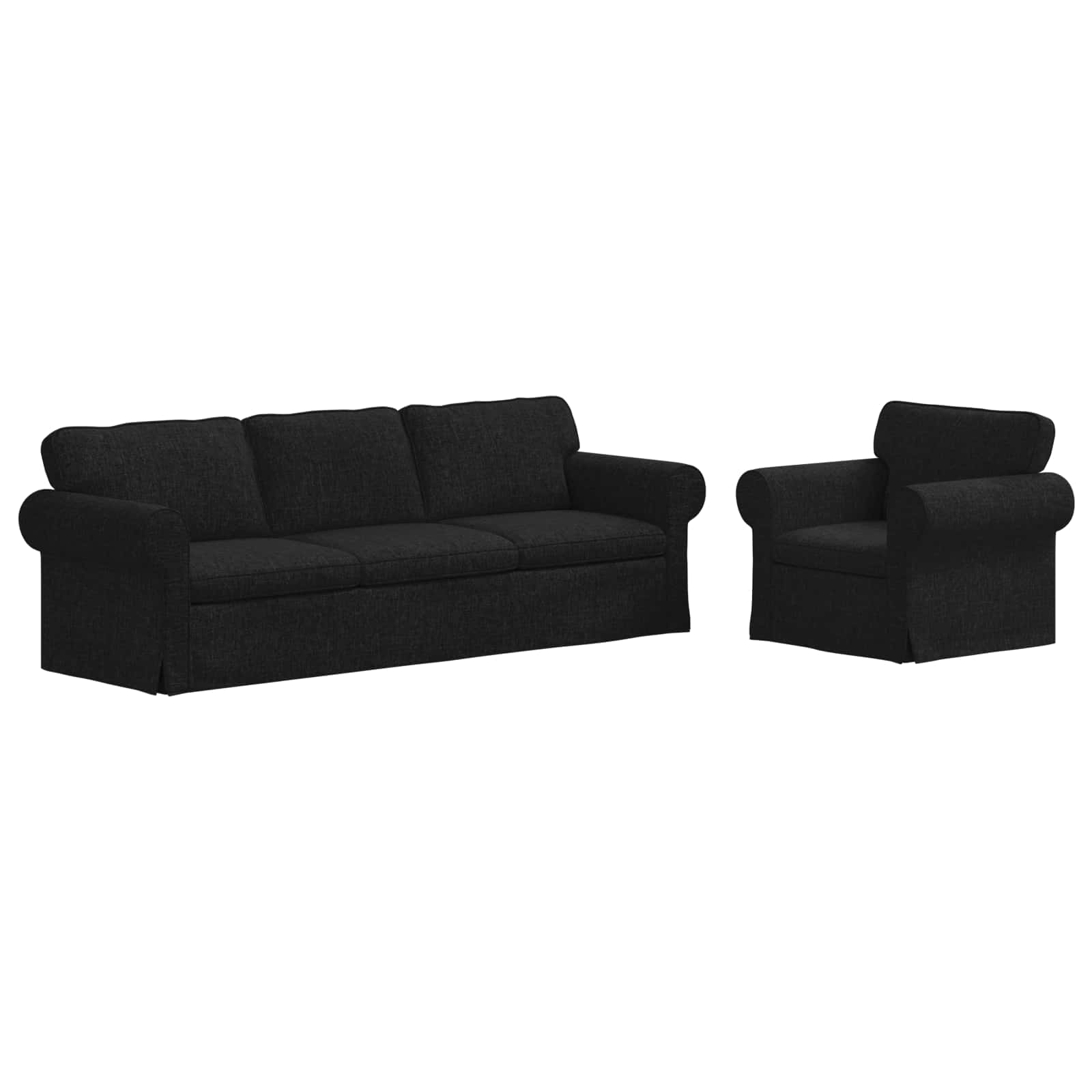 Sofa 2 pcs Black 245 x 82 x 80 cm Fabric