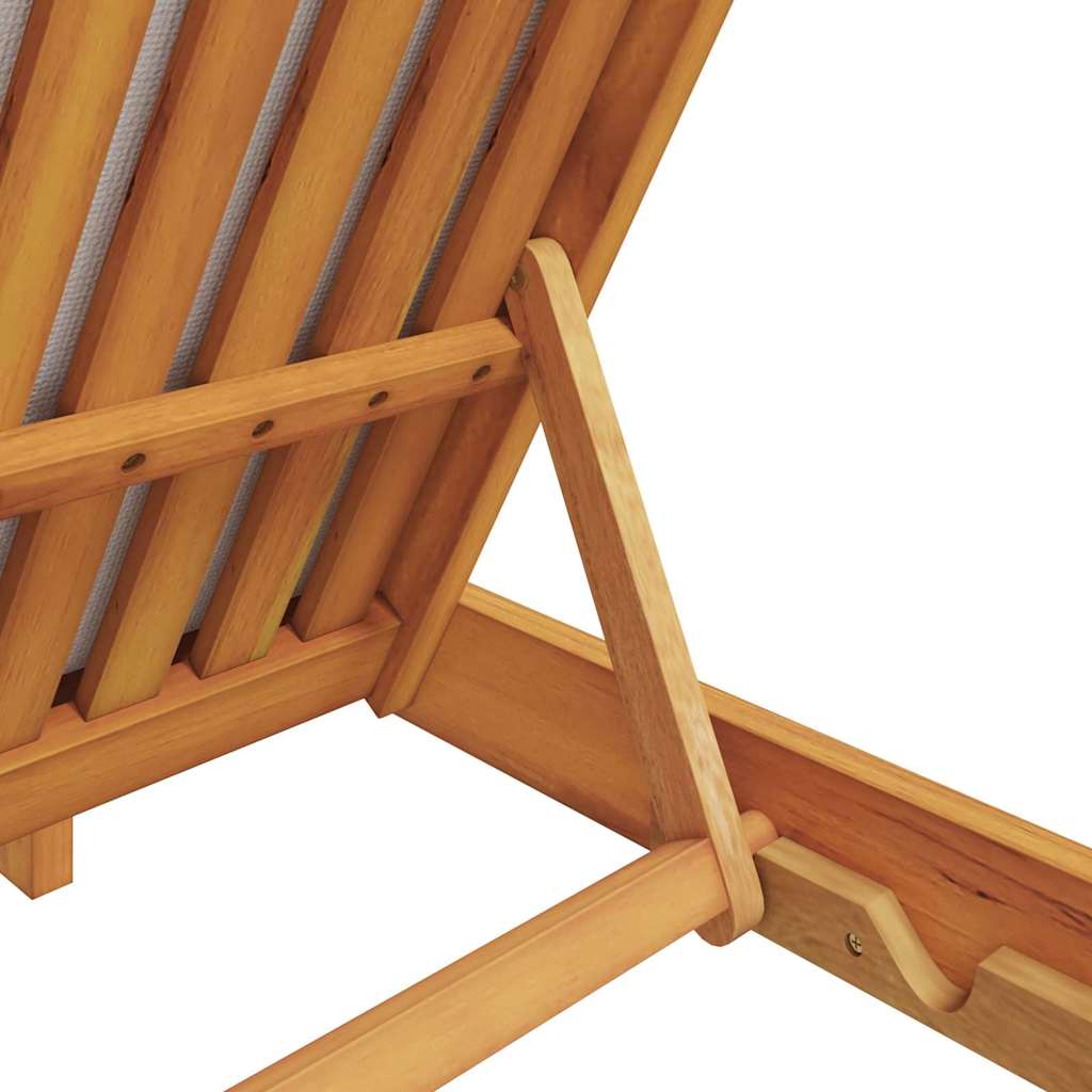 Sun Lounger Reclining Cream White Solid Acacia Wood