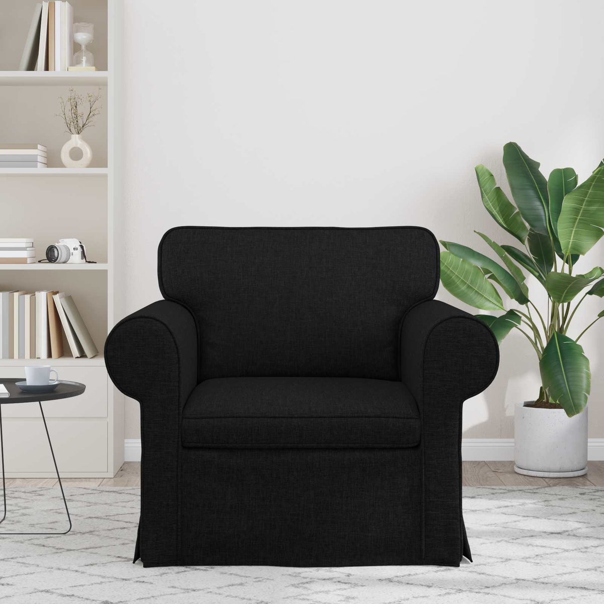 Sofa Black 215 x 82 x 80 cm Fabric