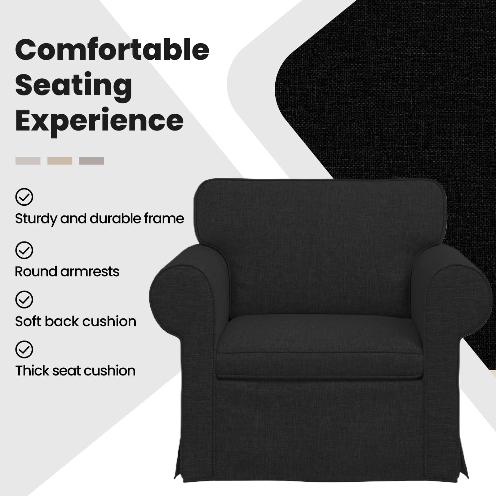 Sofa Black 95 x 82 x 80 cm Fabric
