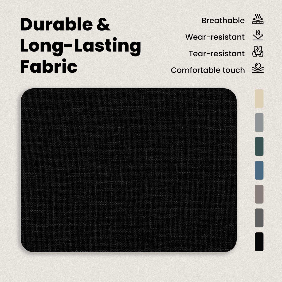 Sofa Black 155 x 82 x 80 cm Fabric