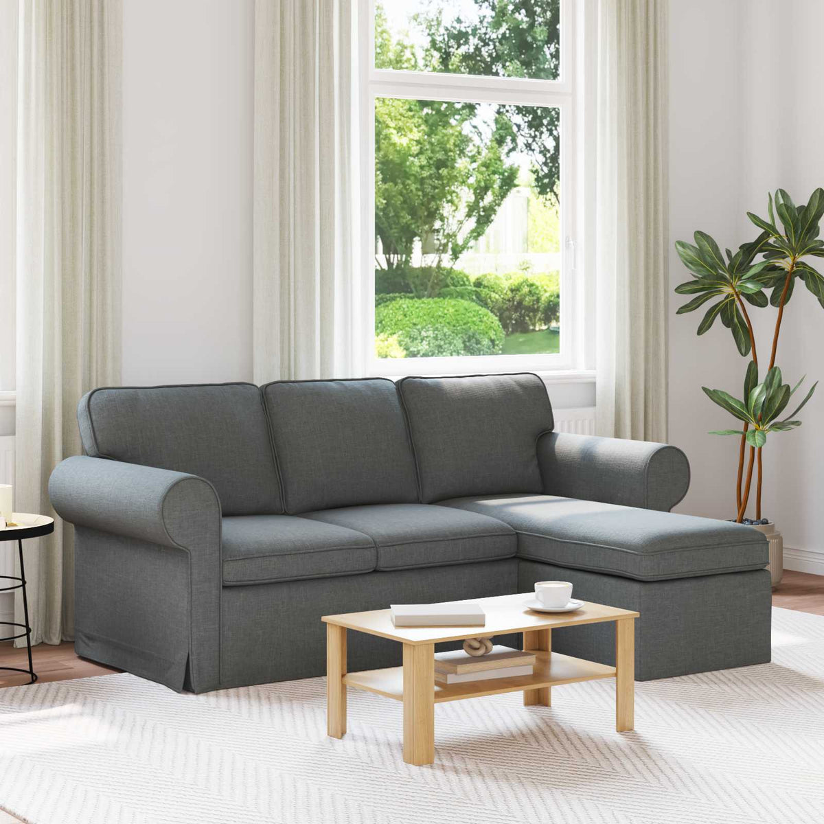 Sofa Dark Grey 195 x 138 x 80 cm Fabric