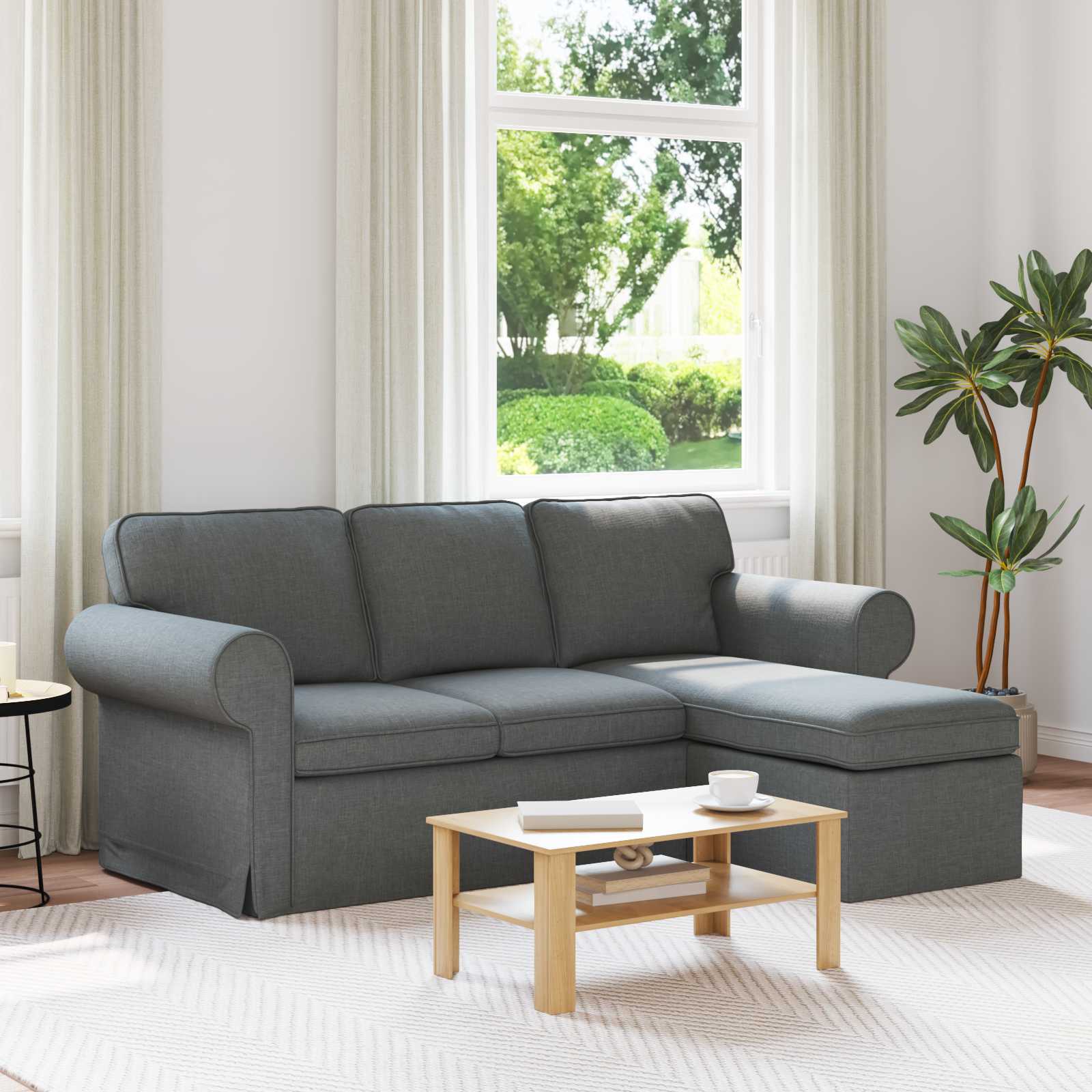 Sofa Dark Grey 195 x 138 x 80 cm Fabric