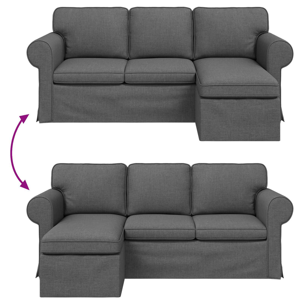 Sofa Dark Grey 195 x 138 x 80 cm Fabric