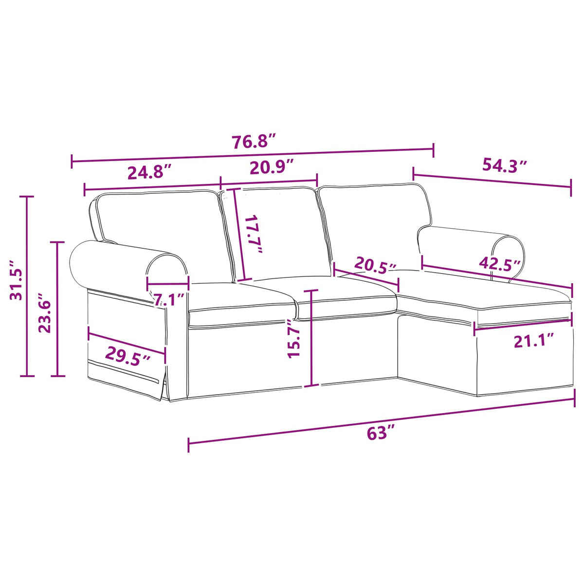 Sofa Dark Grey 195 x 138 x 80 cm Fabric