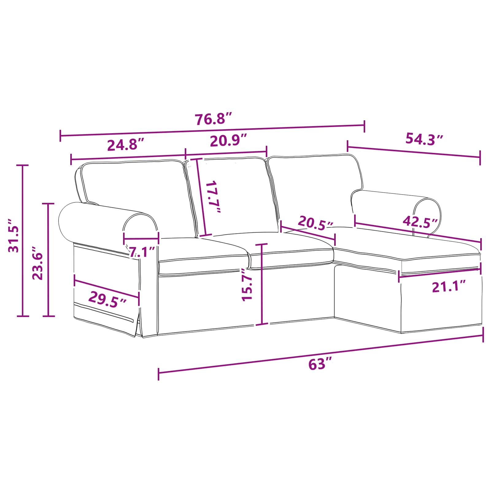 Sofa Dark Grey 195 x 138 x 80 cm Fabric