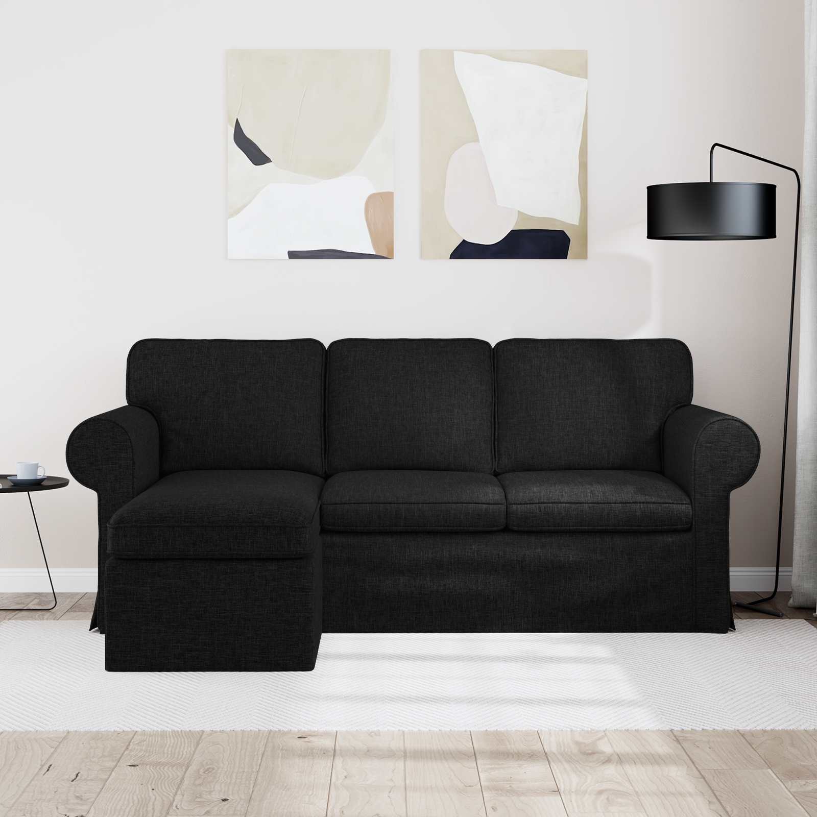 Sofa Black 195 x 138 x 80 cm Fabric