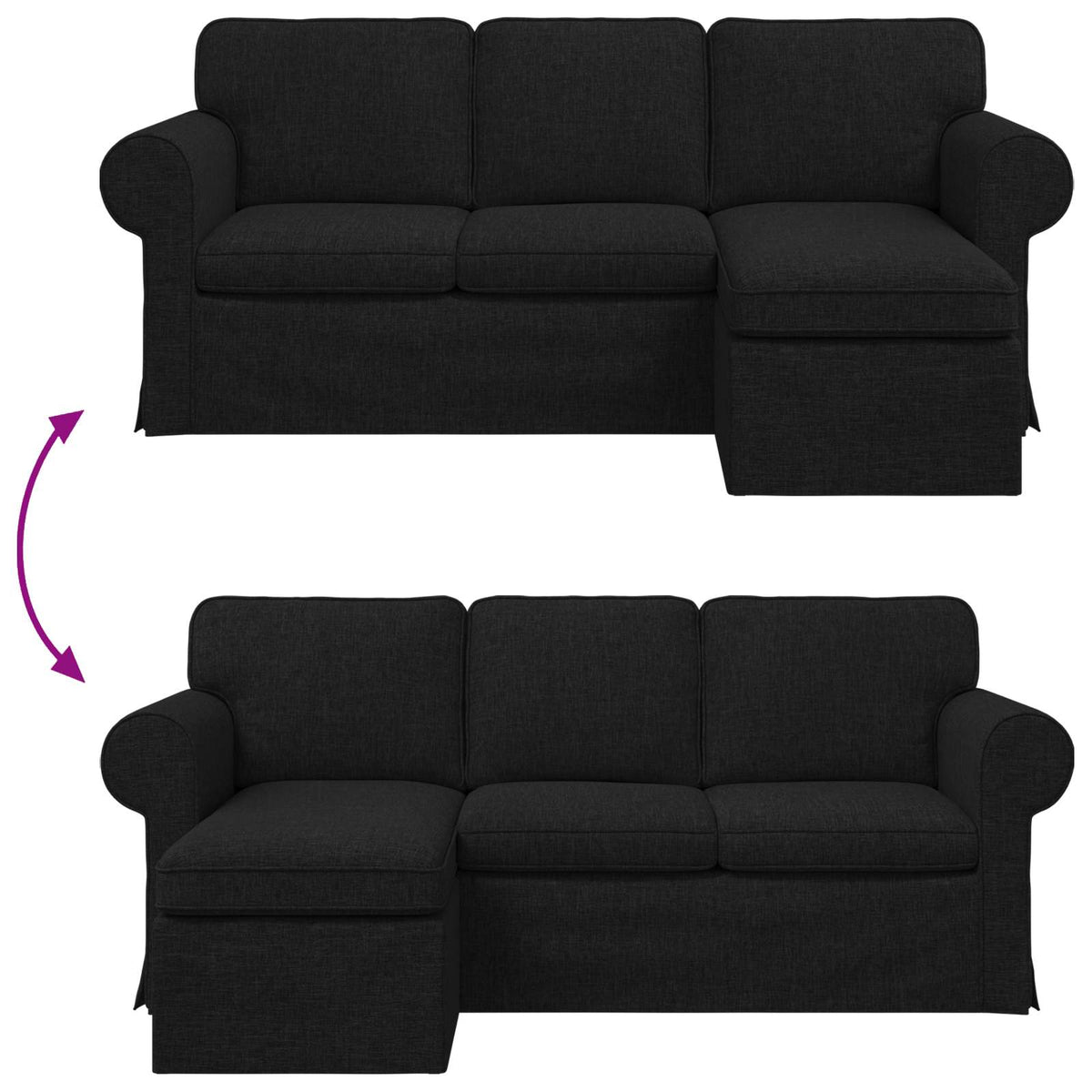 Sofa Black 195 x 138 x 80 cm Fabric