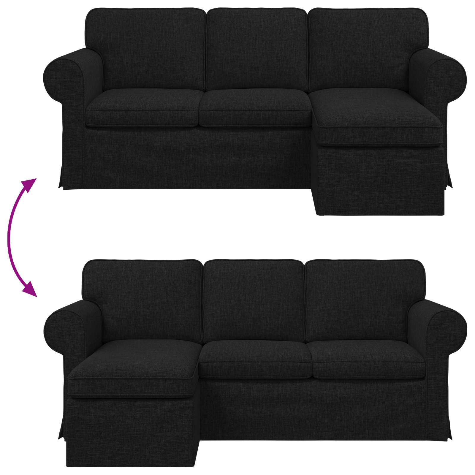 Sofa Black 195 x 138 x 80 cm Fabric