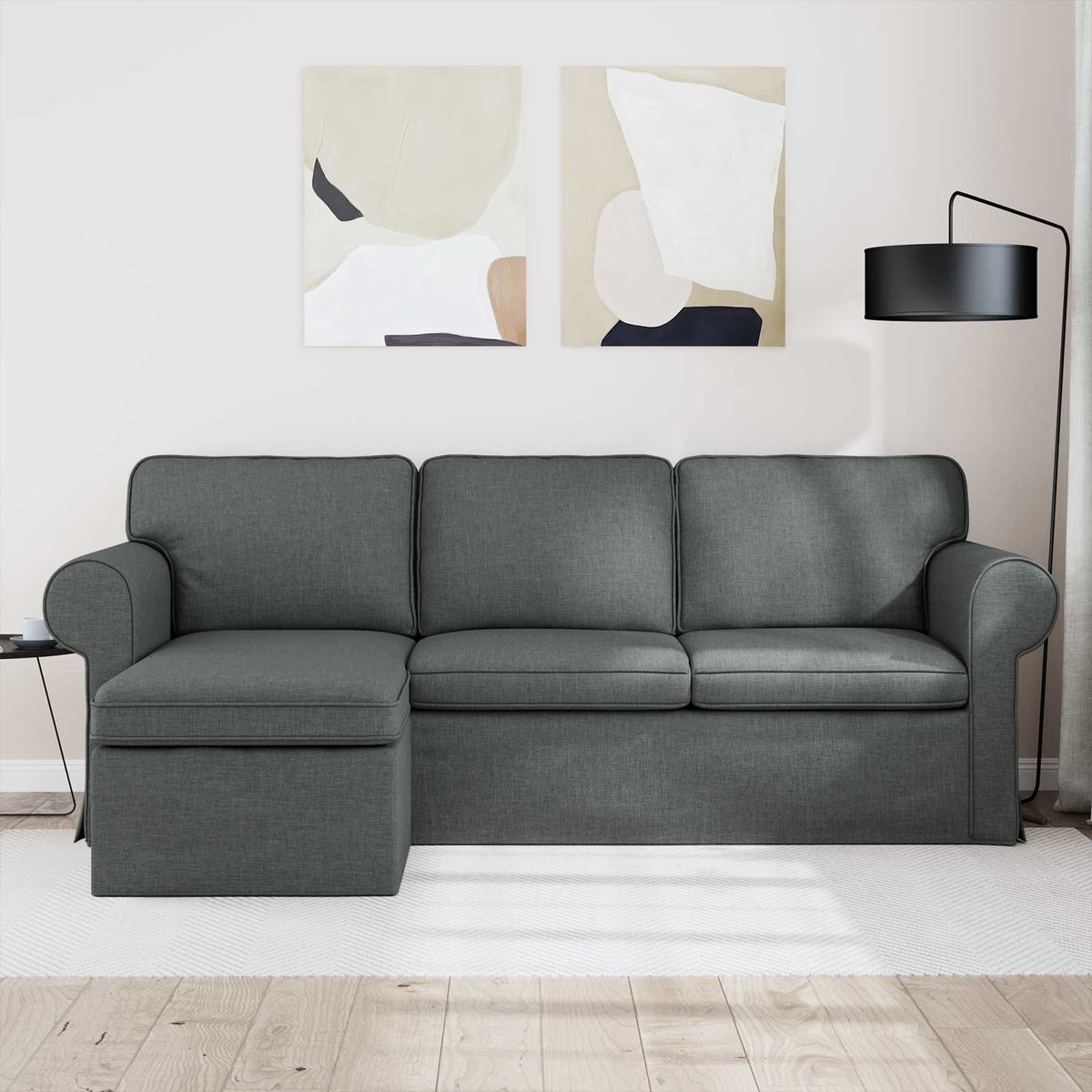 Sofa Dark Grey 215 x 138 x 80 cm Fabric