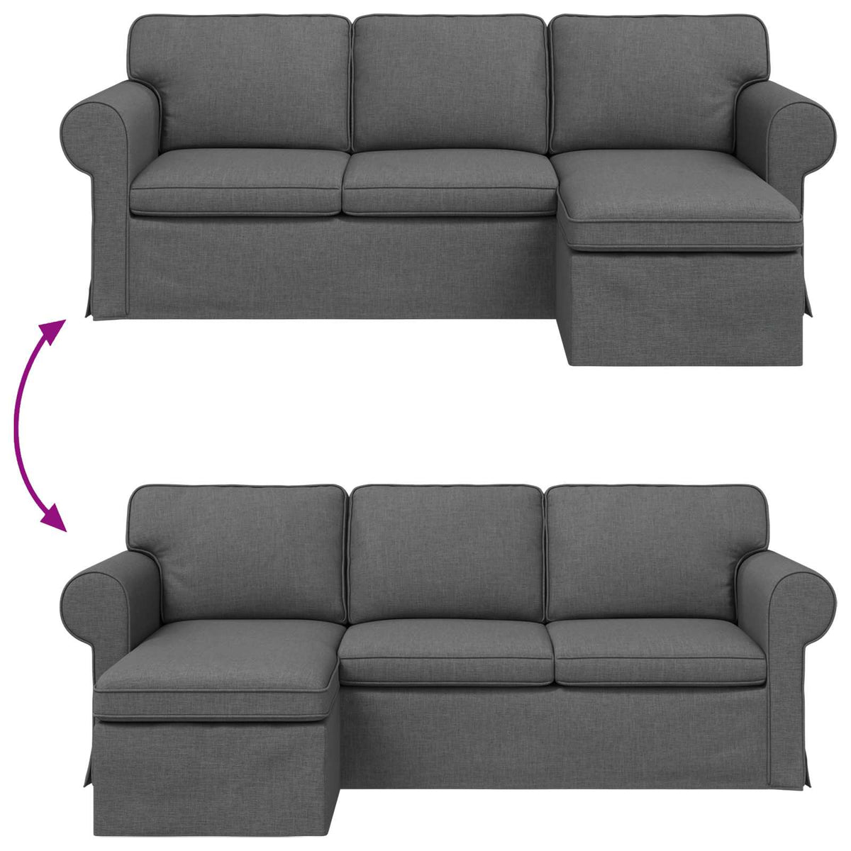 Sofa Dark Grey 215 x 138 x 80 cm Fabric