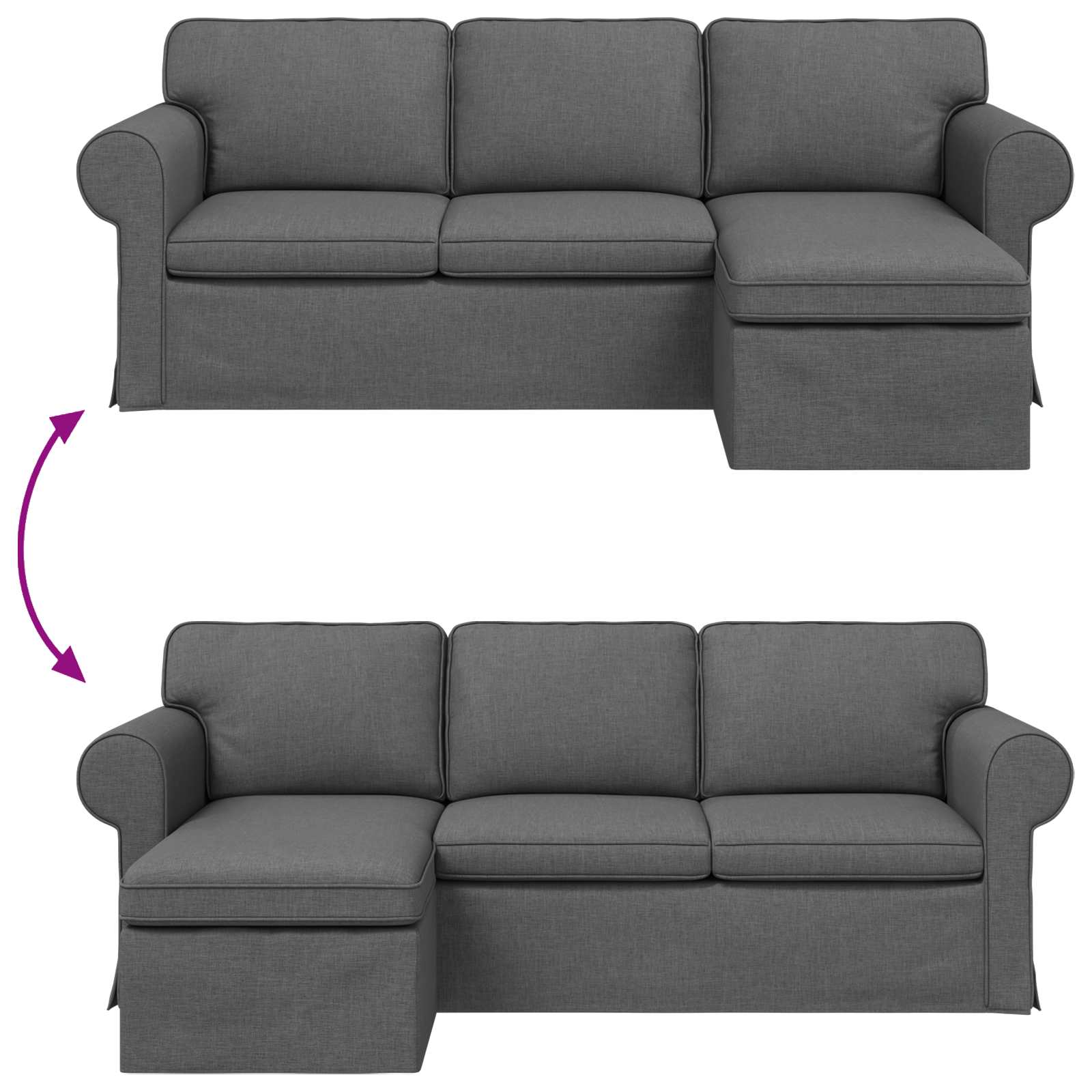Sofa Dark Grey 215 x 138 x 80 cm Fabric