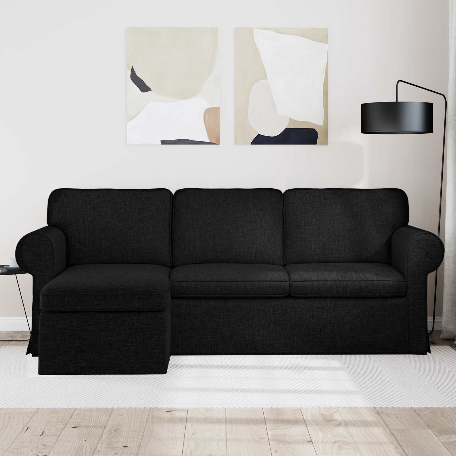 Sofa Black 215 x 138 x 80 cm Fabric