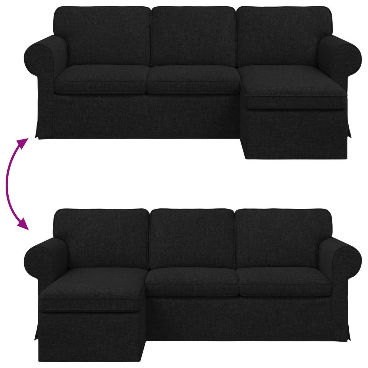 Sofa Black 215 x 138 x 80 cm Fabric