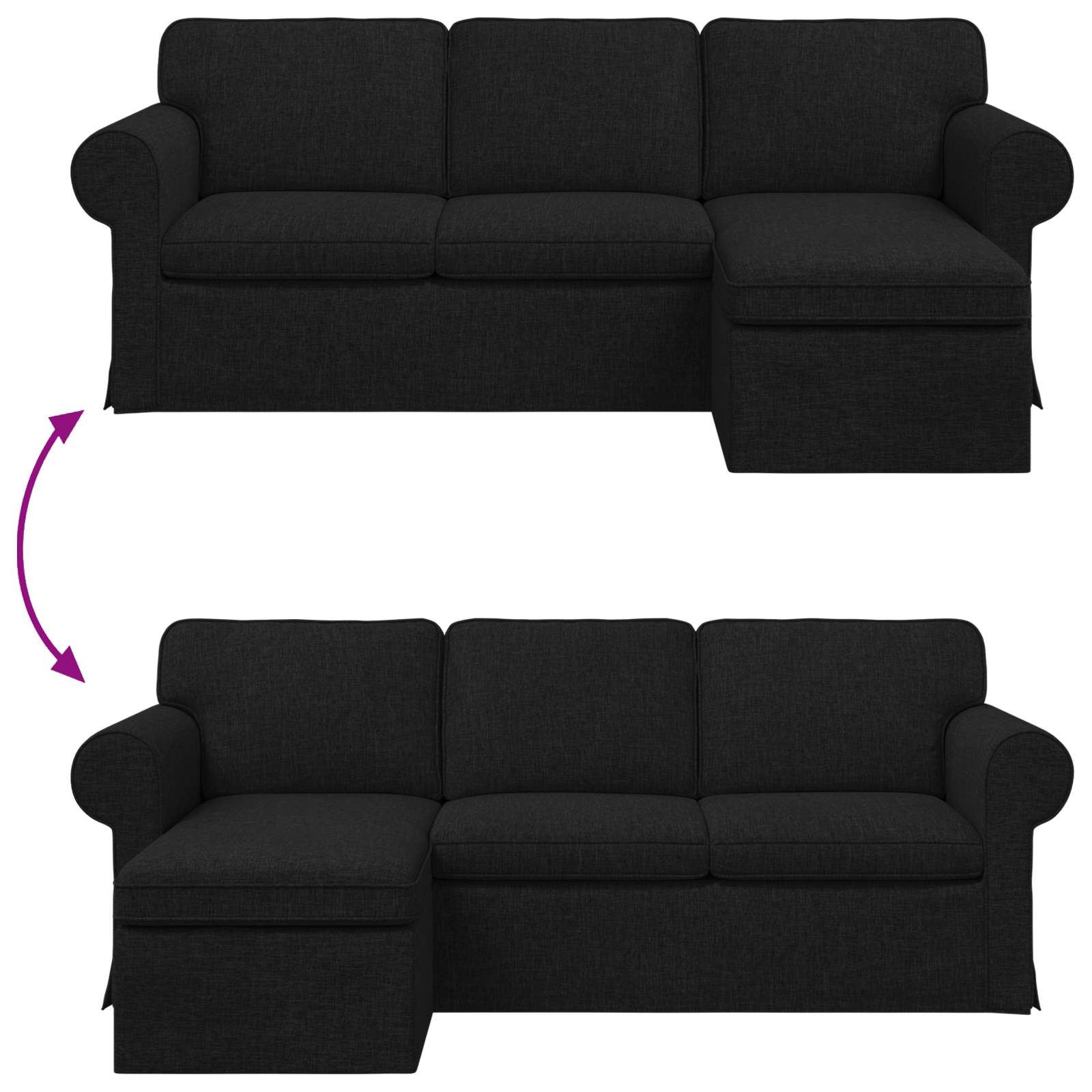 Sofa Black 215 x 138 x 80 cm Fabric