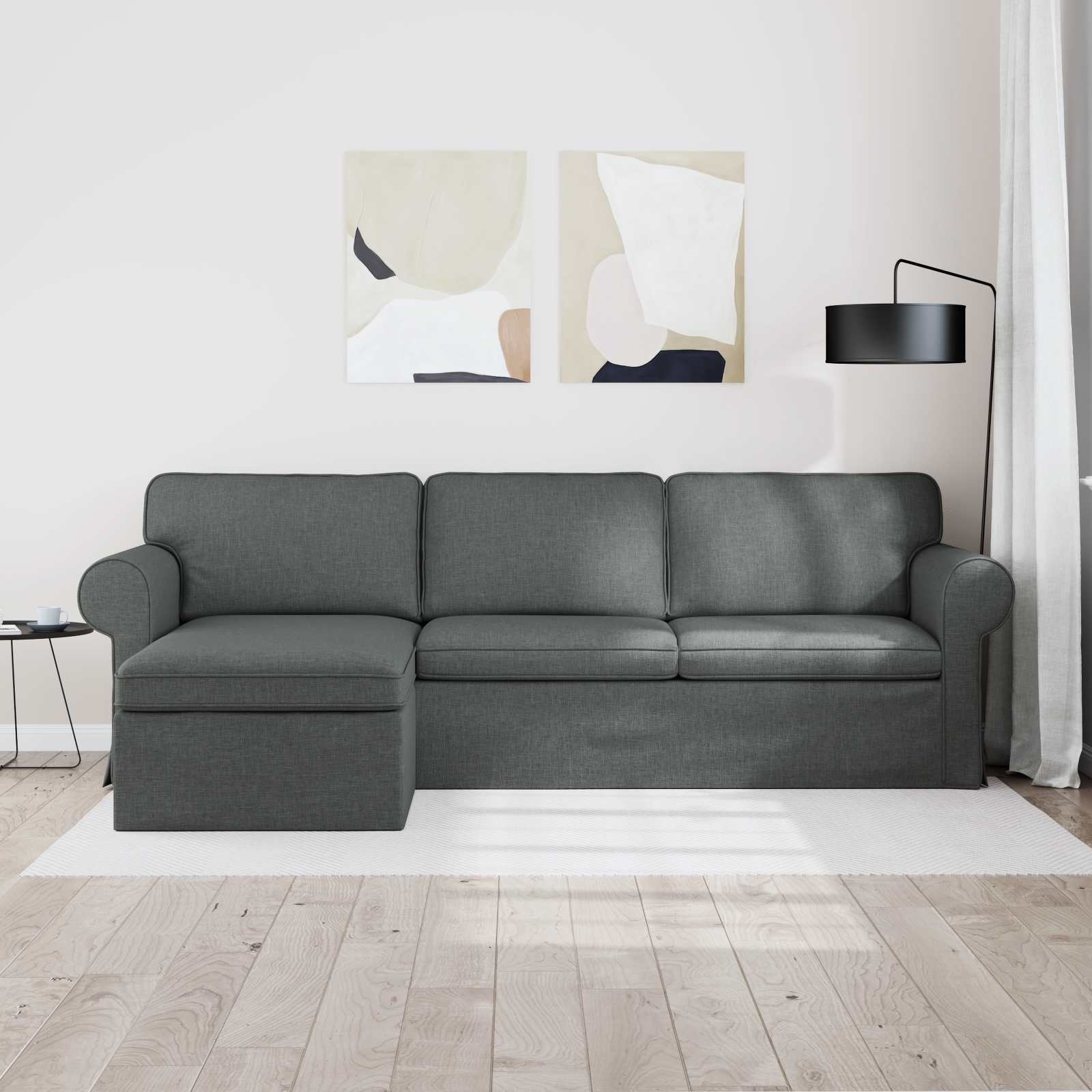 Sofa Dark Grey 245 x 138 x 80 cm Fabric