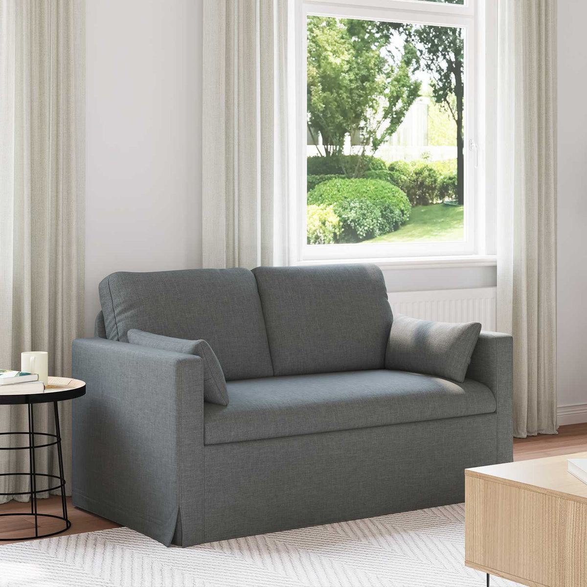 Sofa Dark Grey 139 x 78 x 80 cm Fabric