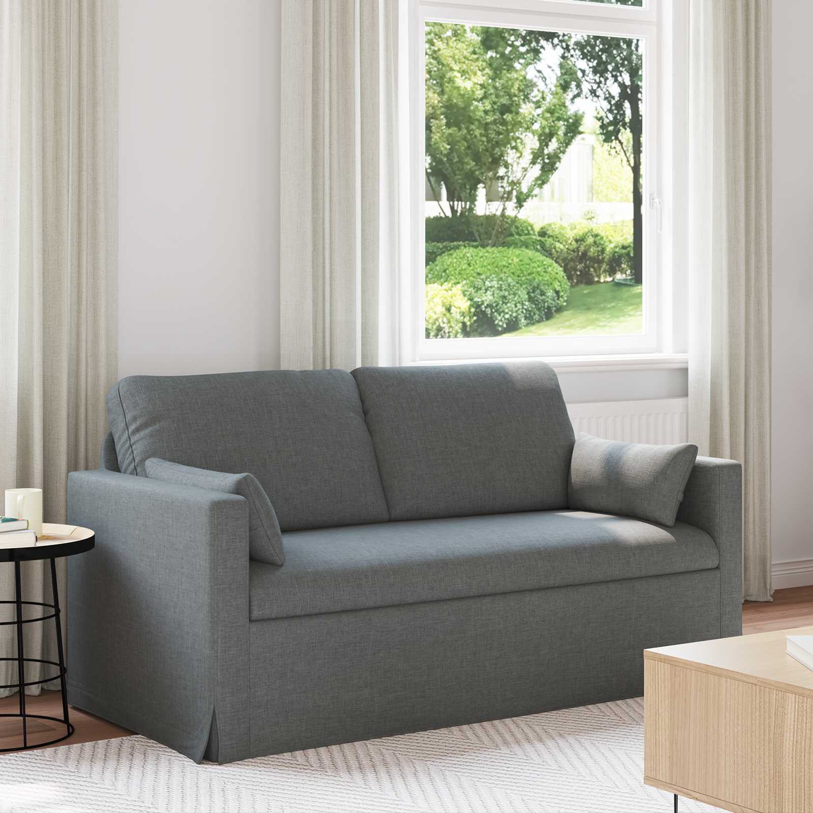 Sofa 2-Seater Dark Grey 158 x 78 x 80 cm Fabric