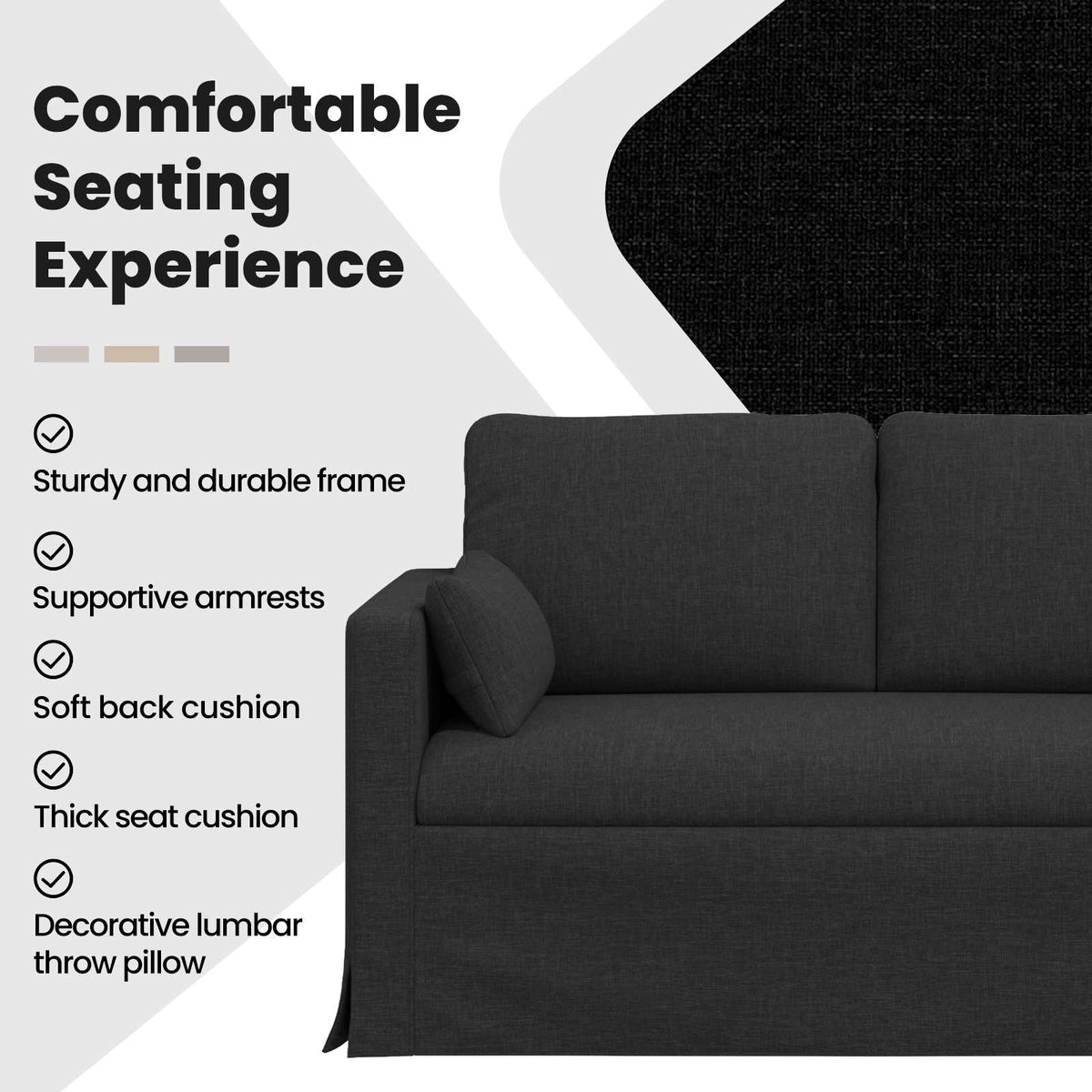 Sofa Black 158 x 78 x 80 cm Fabric