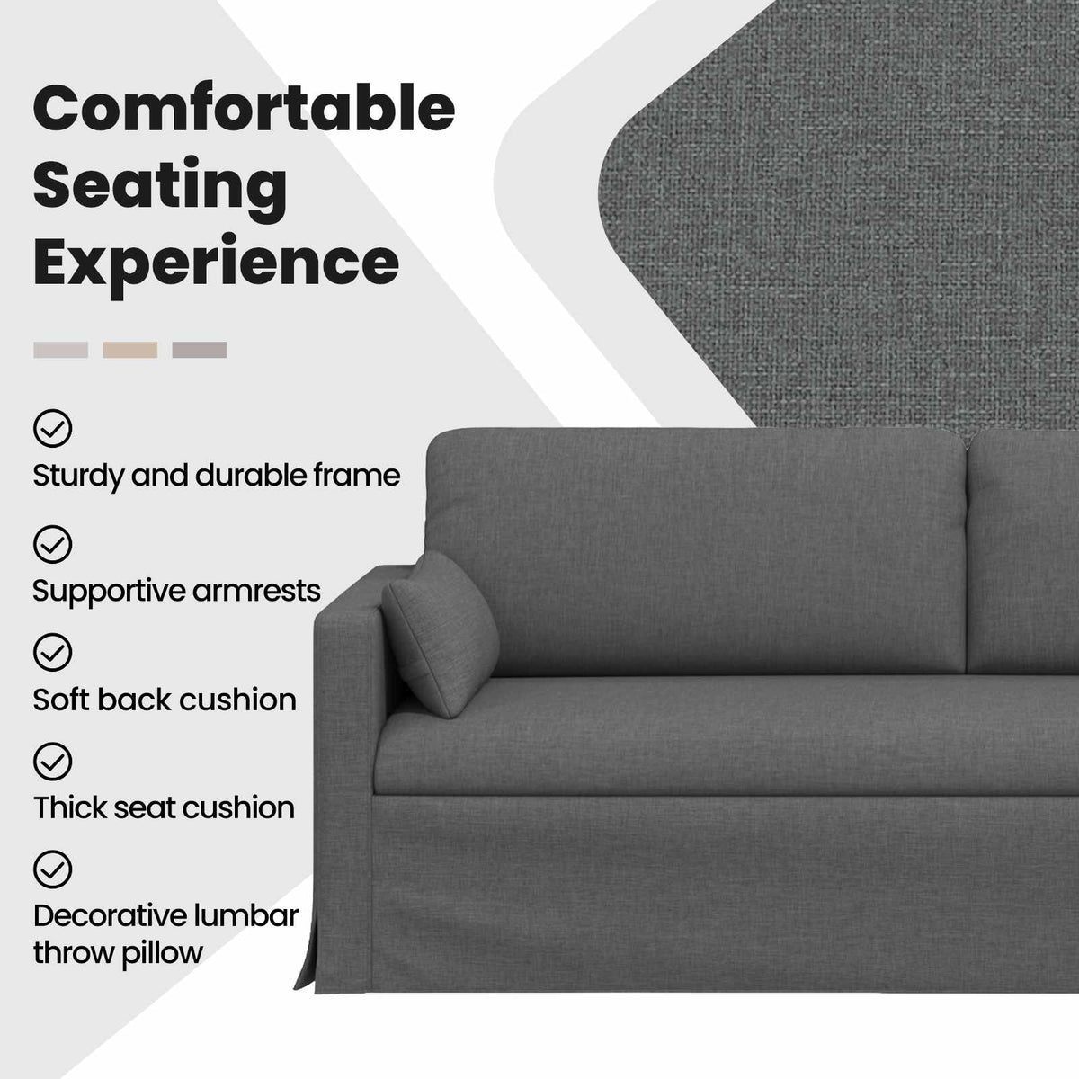 Sofa Dark Grey 198 x 78 x 80 cm Fabric