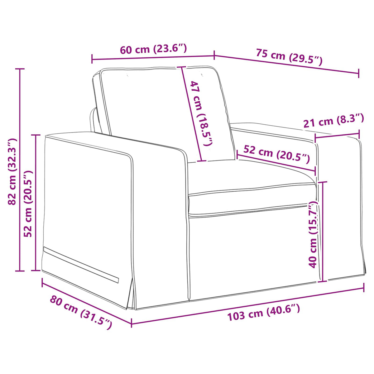 Sofa Dark Grey 103 x 80 x 82 cm Fabric