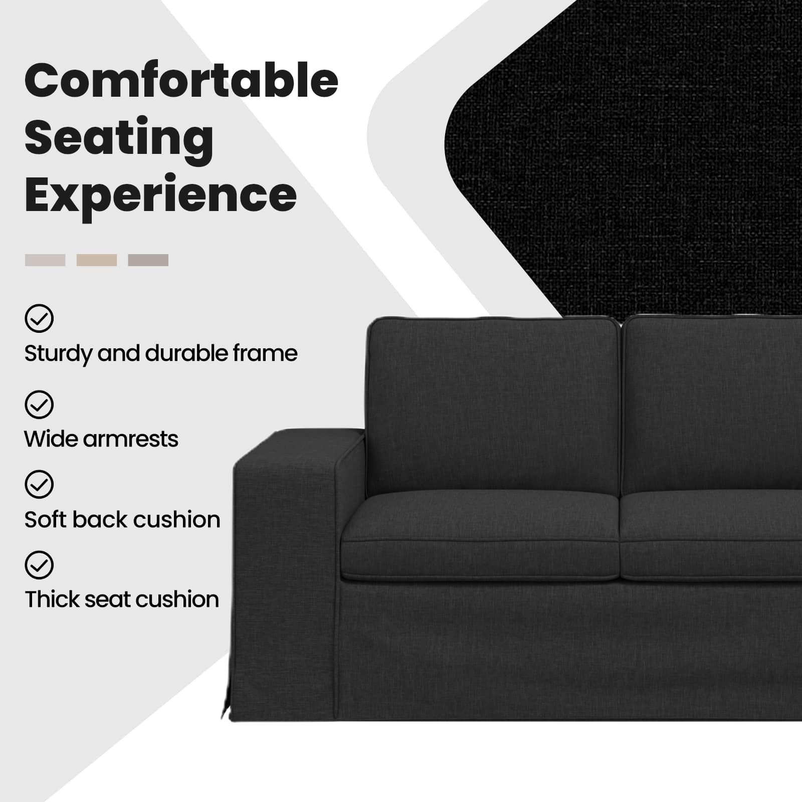 Sofa Black 162 x 80 x 82 cm Fabric