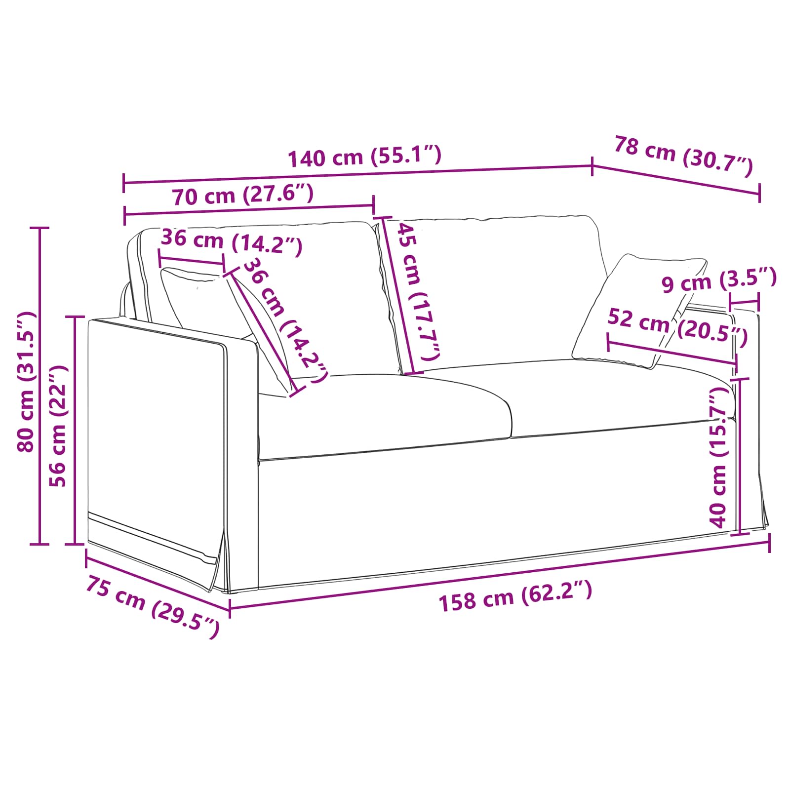 Sofa Black 158 x 78 x 80 cm Velvet