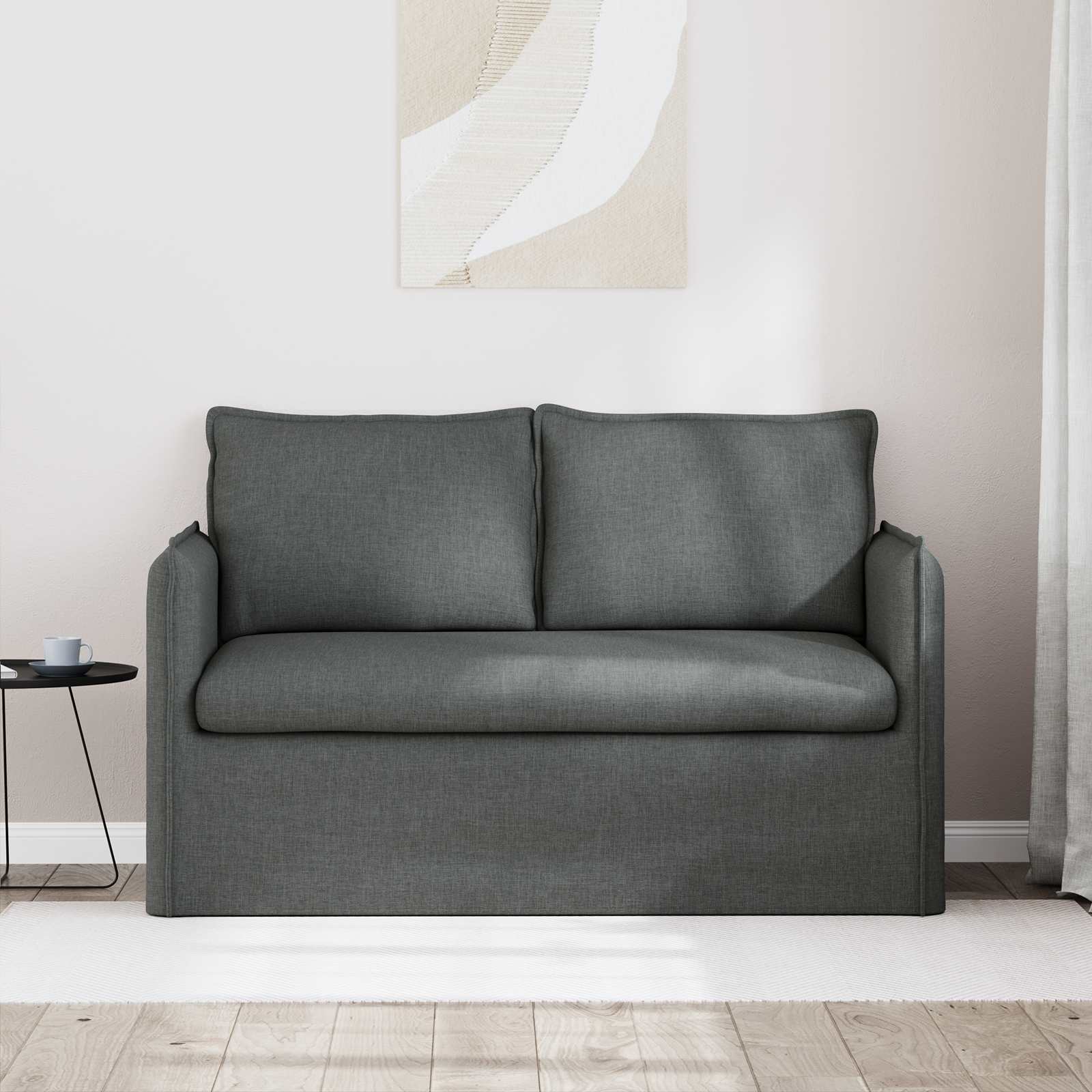 Sofa Dark Grey 136 x 82 x 85 cm Fabric