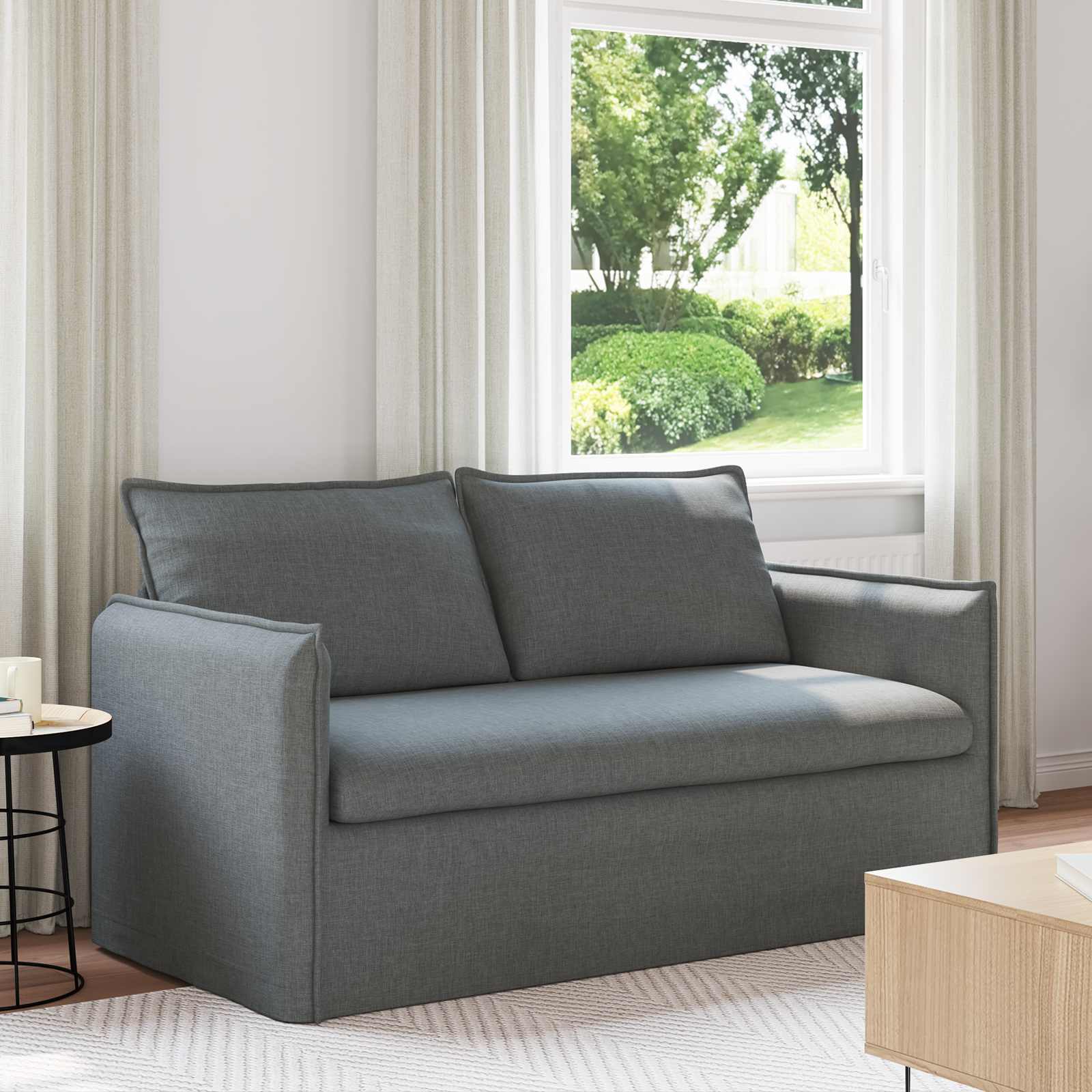 Sofa Dark Grey 156 x 82 x 85 cm Fabric