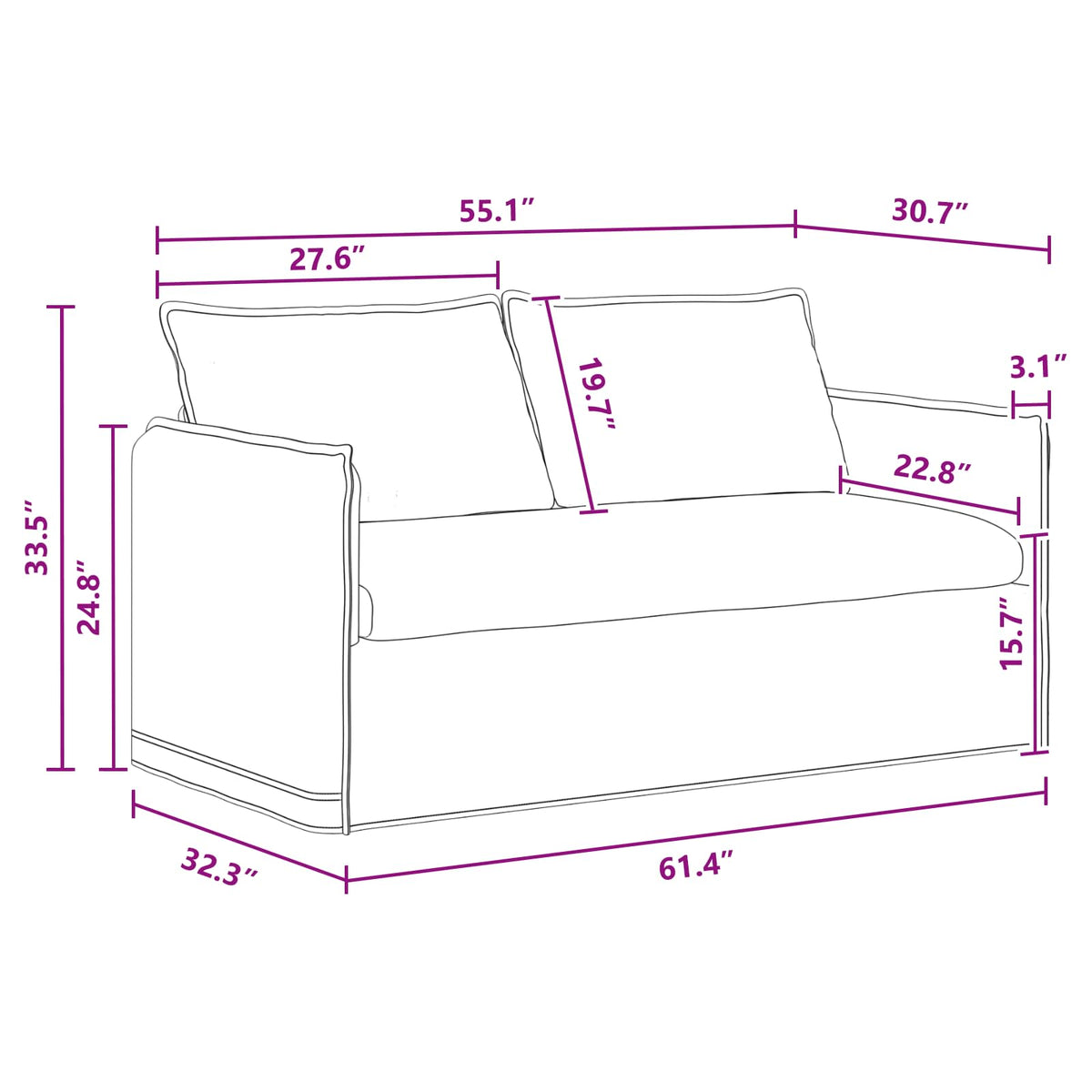 Sofa Dark Grey 156 x 82 x 85 cm Fabric