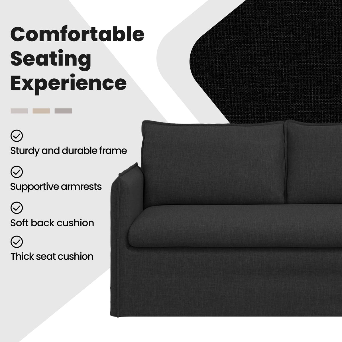 Sofa Black 156 x 82 x 85 cm Fabric