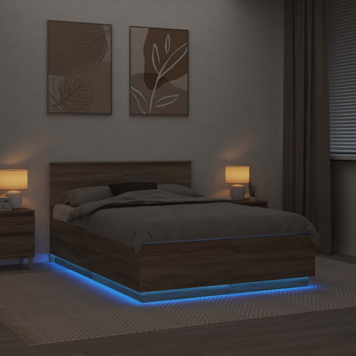 Bed Frame Sonoma Oak 150 x 200 cm Engineered Wood