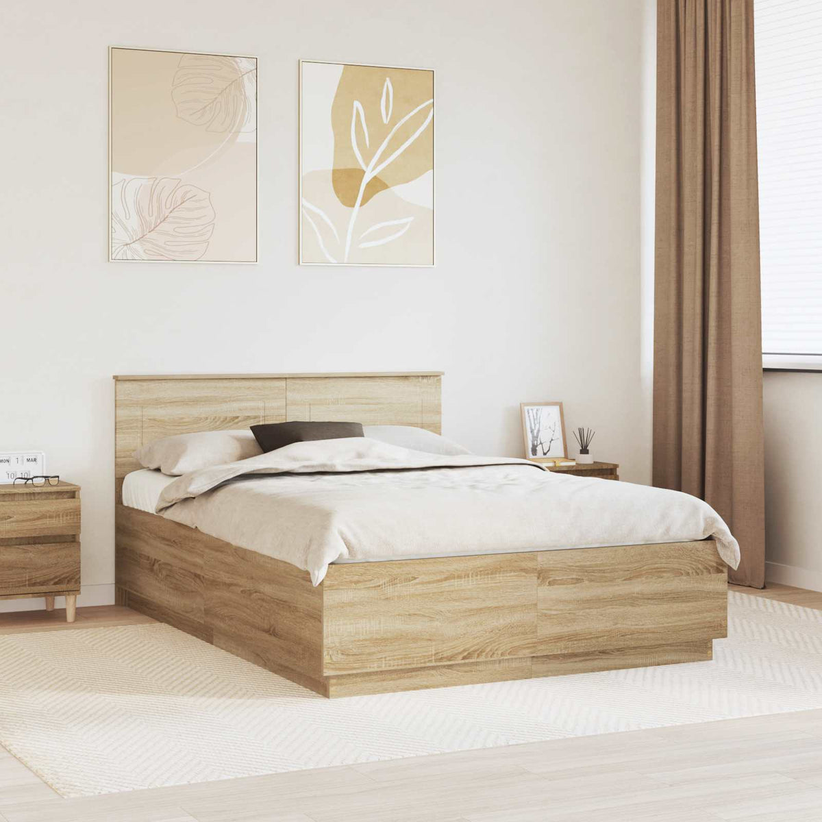 Bed Frame Sonoma Oak 150 x 200 cm Engineered Wood