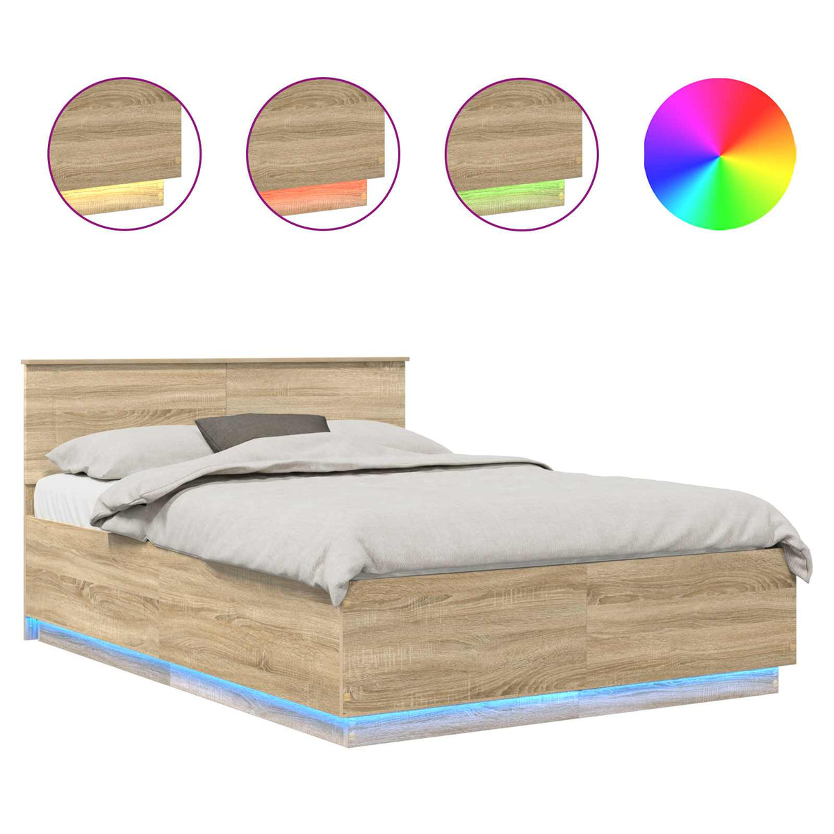 Bed Frame Sonoma Oak 150 x 200 cm Engineered Wood