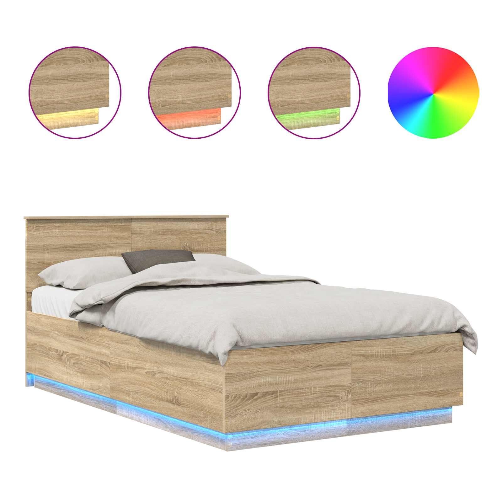 Bed Frame Sonoma Oak 135 x 190 cm Engineered Wood